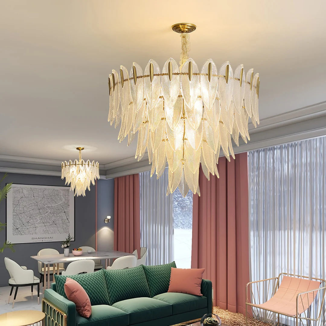 Marilyn Glass Feathers Chandelier - Nuvé