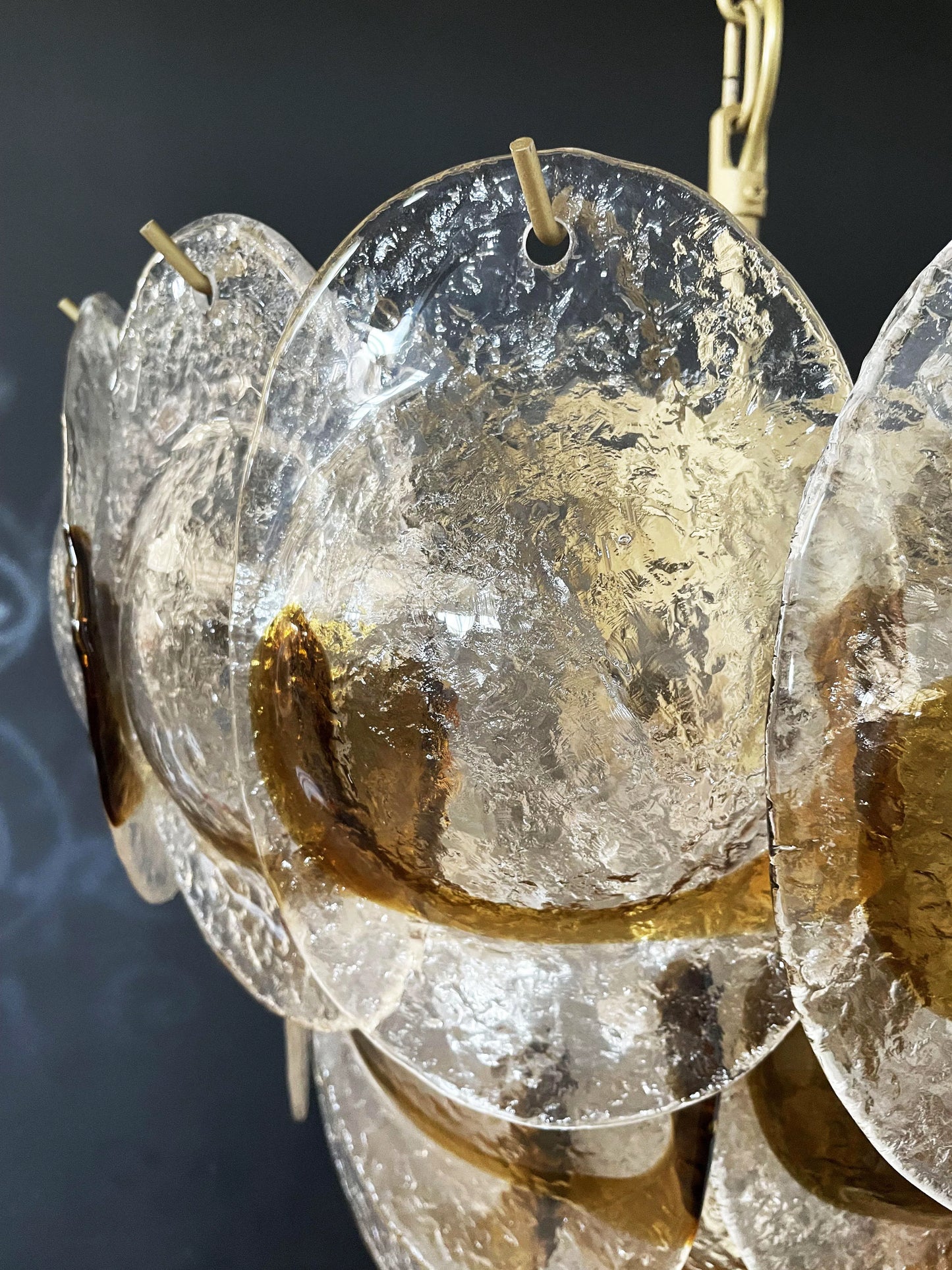 Mazzega Murano Transparent Amber Glasses Chandelier - Nuvé