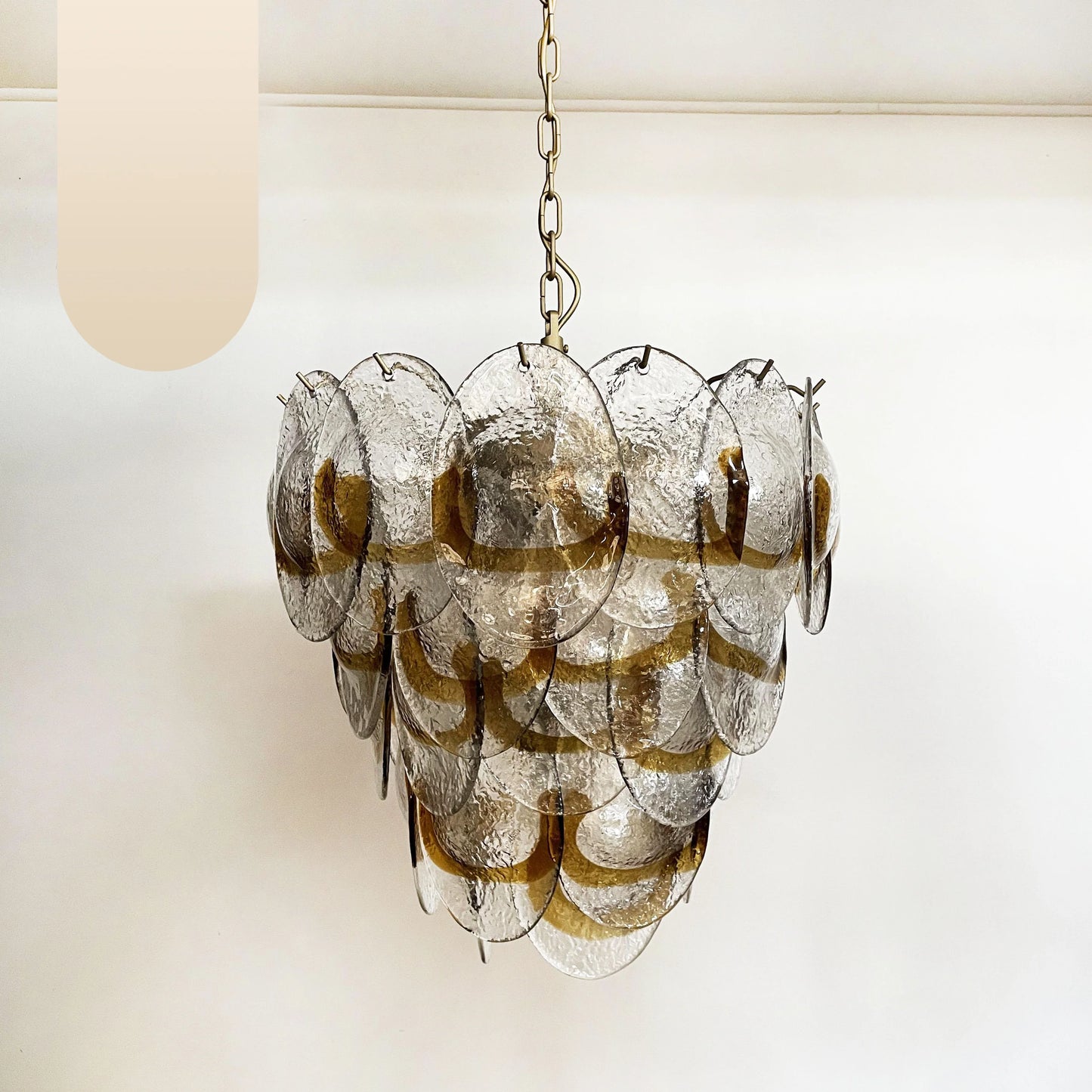 Mazzega Murano Transparent Amber Glasses Chandelier - Nuvé