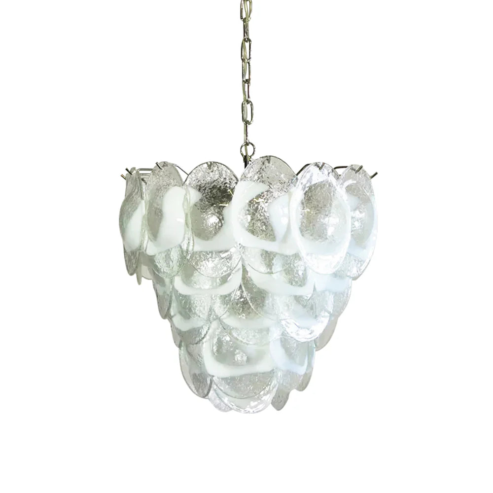 Mazzega Murano Transparent White Glasses Chandelier - Nuvé