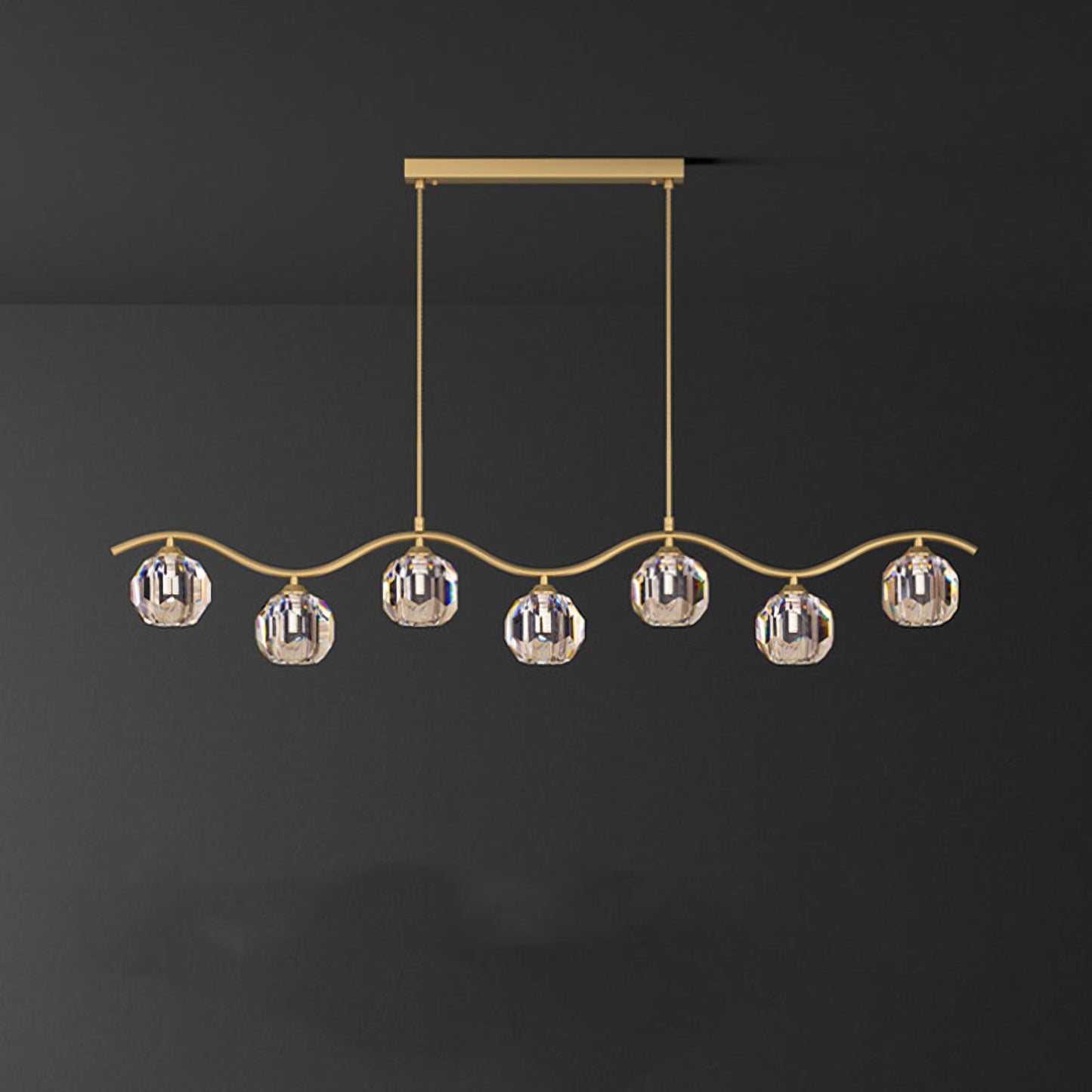 Minimalist Wave Glass Orb Chandelier