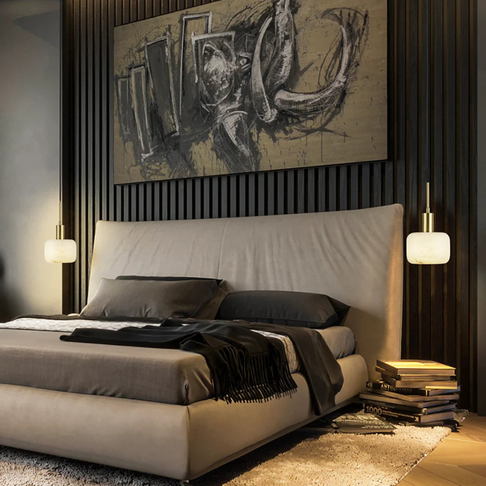 Modern Cylinder Copper Marble Pendant Light - Nuvé
