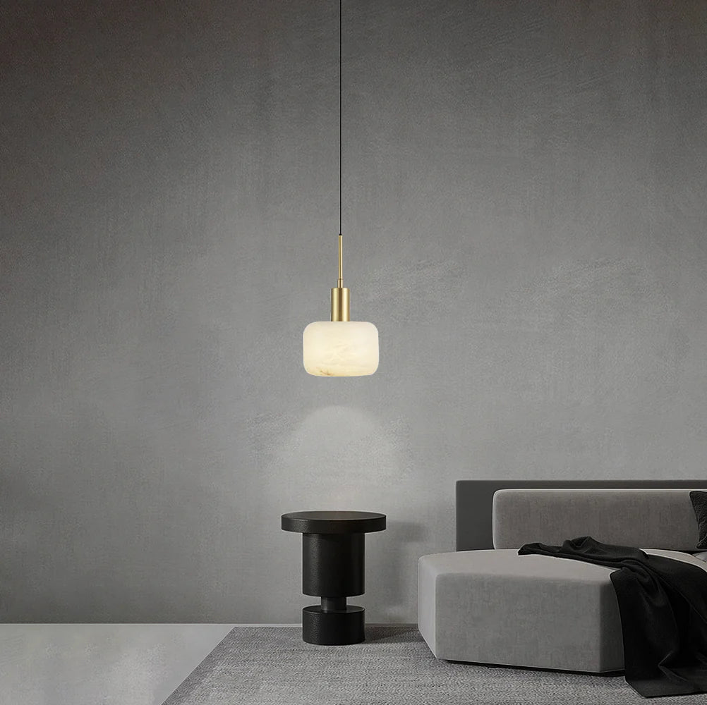 Modern Cylinder Copper Marble Pendant Light - Nuvé