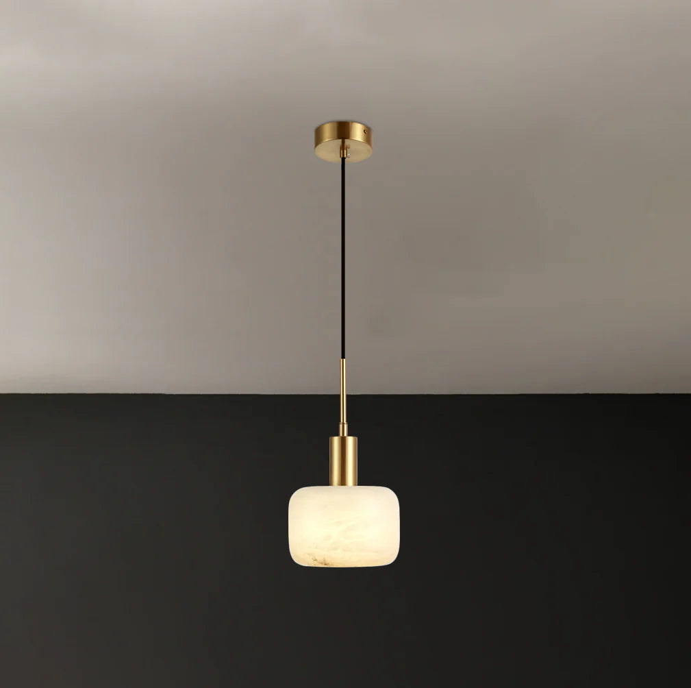 Modern Cylinder Copper Marble Pendant Light - Nuvé