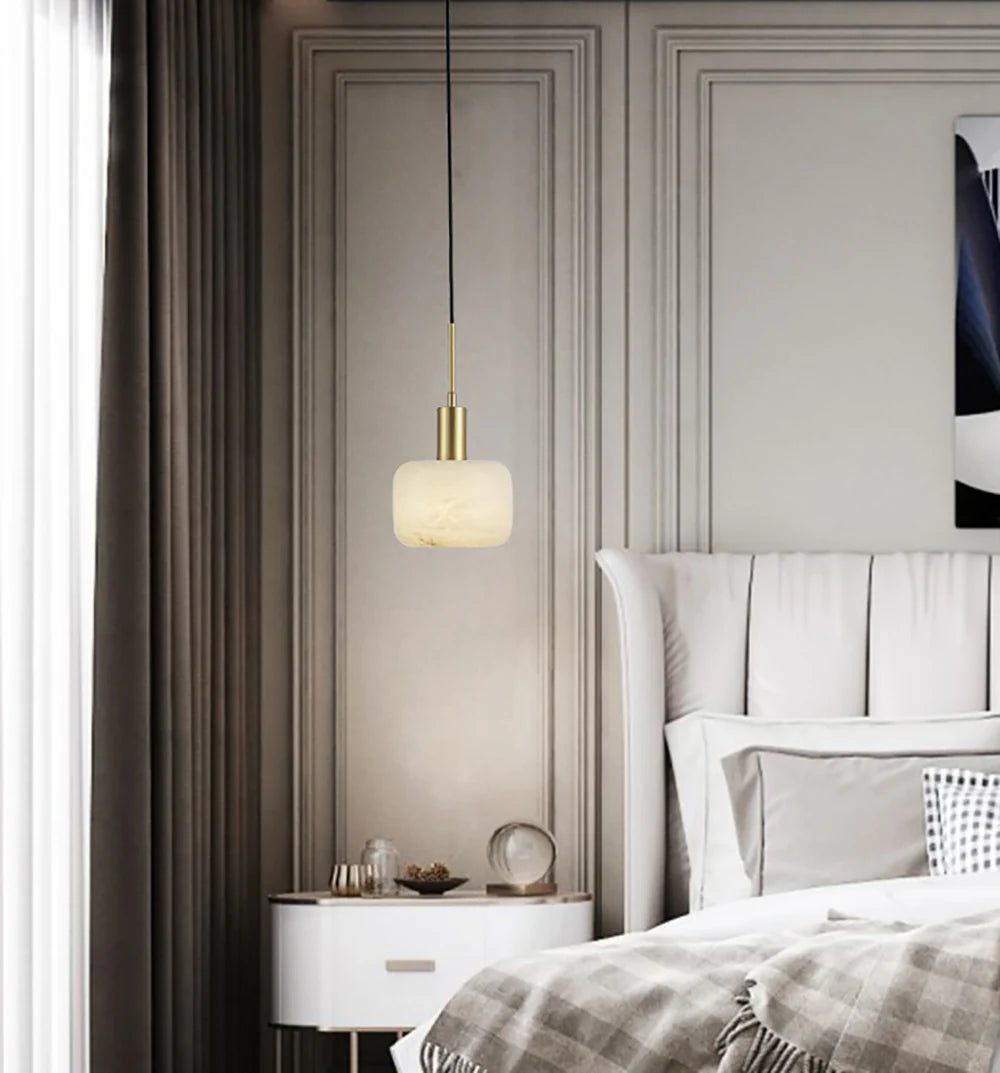 Modern Cylinder Copper Marble Pendant Light - Nuvé