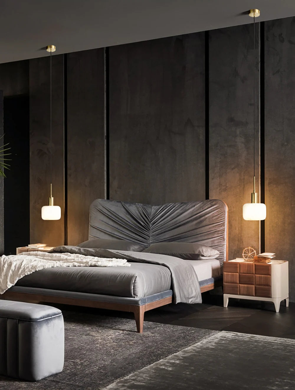 Modern Cylinder Copper Marble Pendant Light - Nuvé