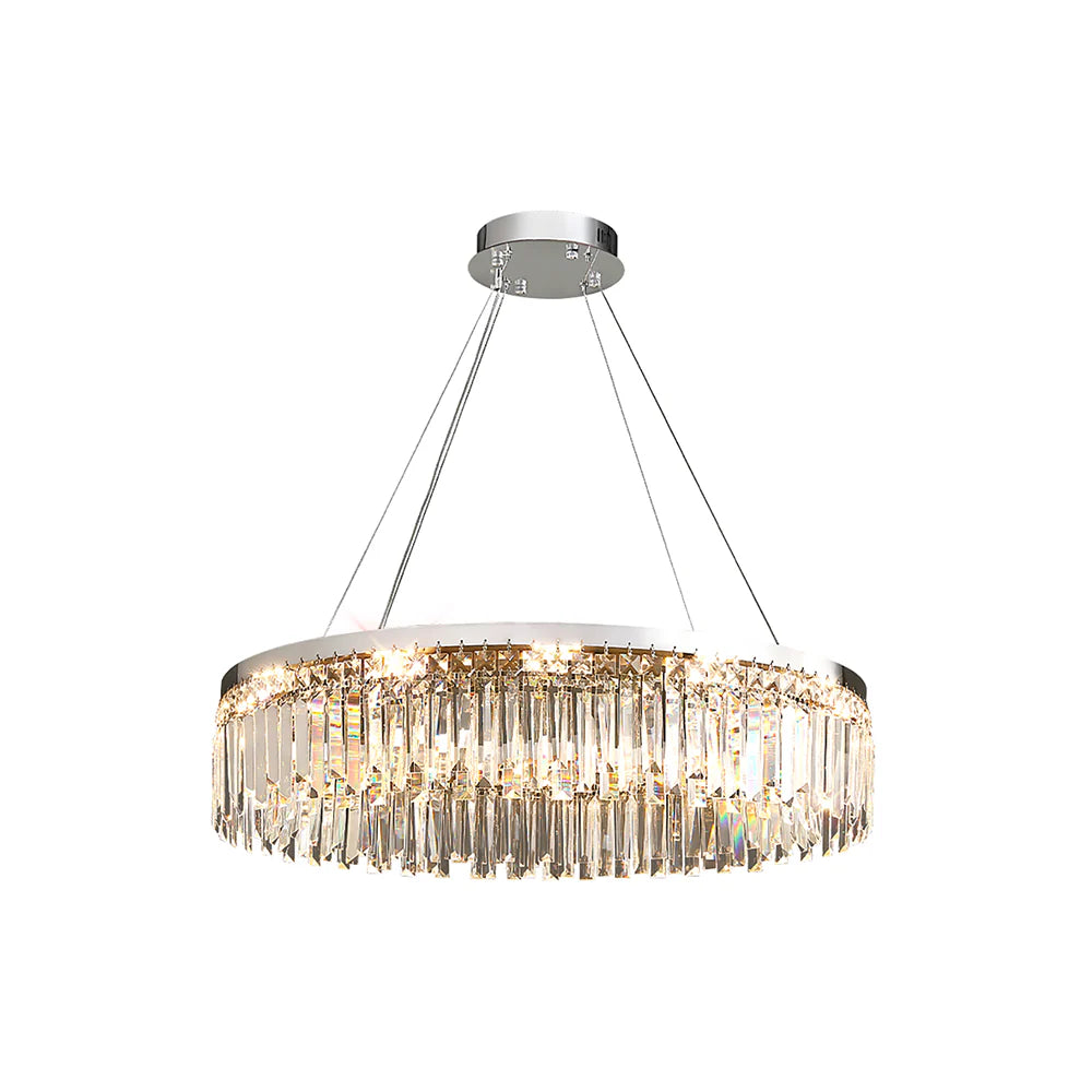Modern Luxury Silver Round Crystal Chandelier - Nuvé