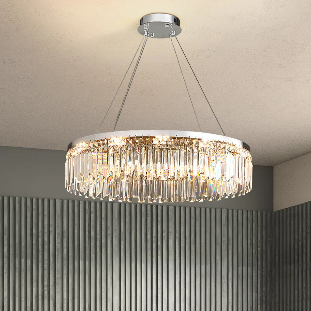 Modern Luxury Silver Round Crystal Chandelier - Nuvé
