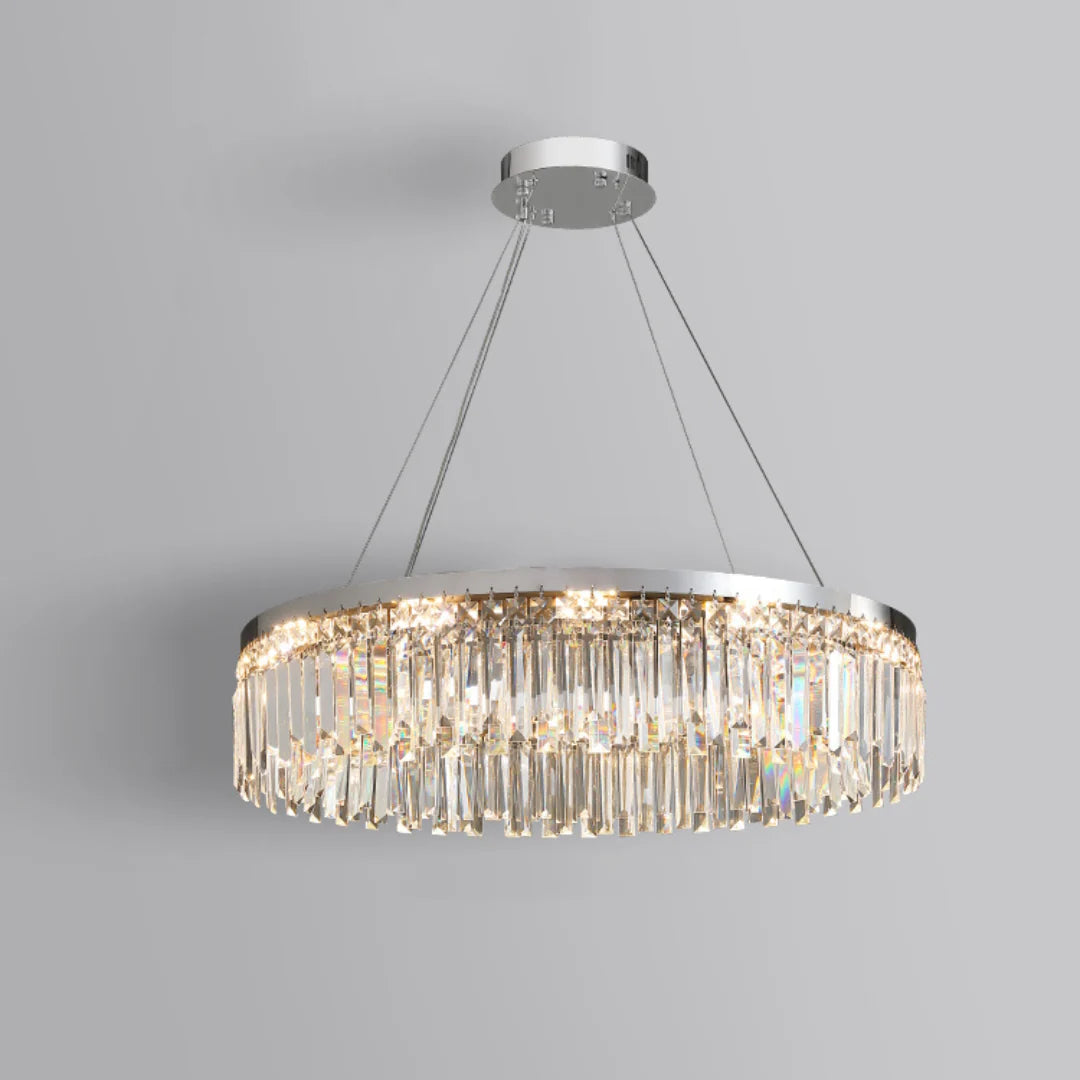 Modern Luxury Silver Round Crystal Chandelier - Nuvé