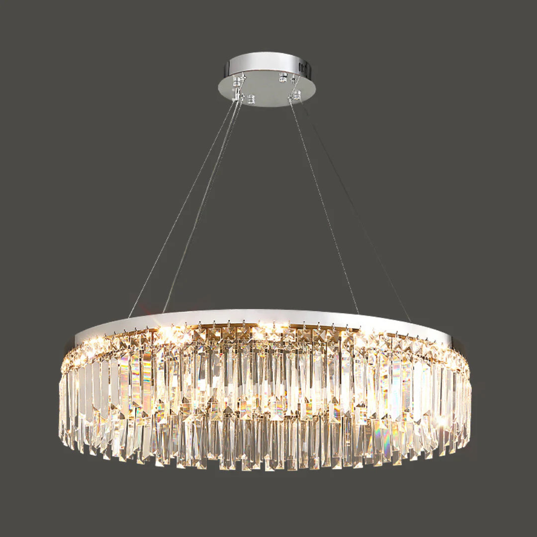 Modern Luxury Silver Round Crystal Chandelier - Nuvé