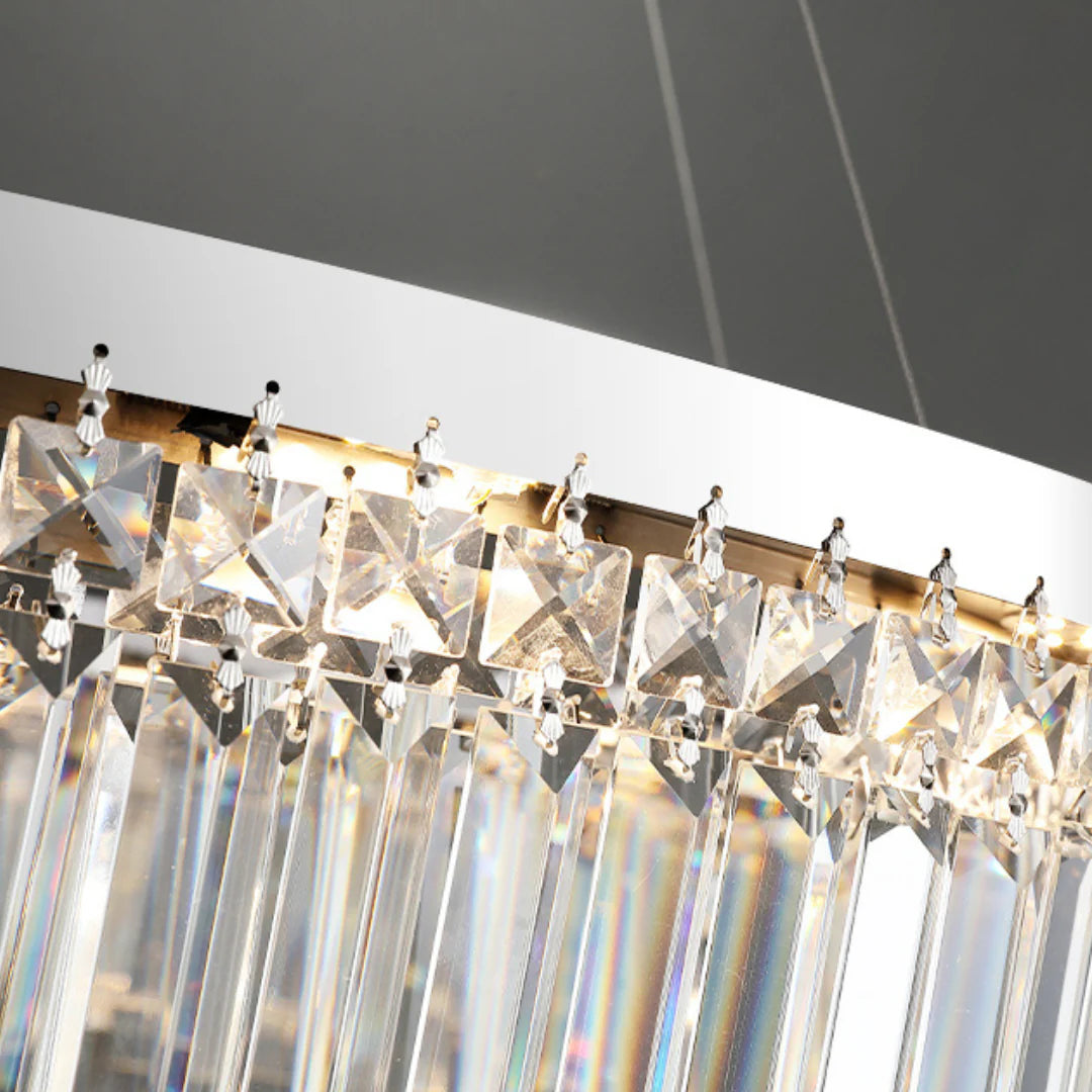 Modern Luxury Silver Round Crystal Chandelier - Nuvé