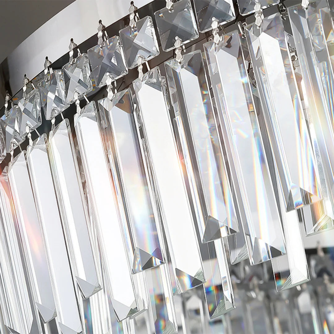 Modern Luxury Silver Round Crystal Chandelier - Nuvé