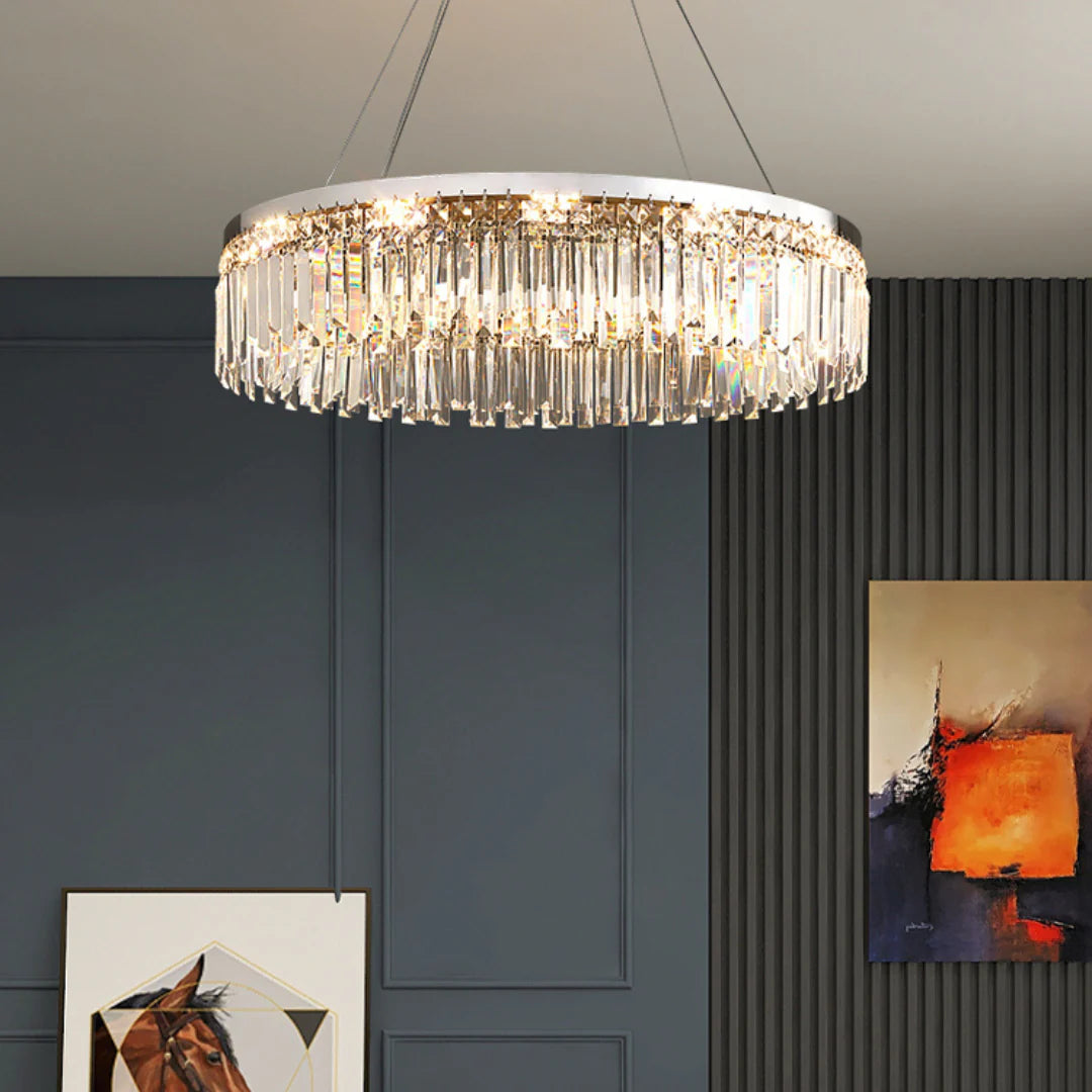 Modern Luxury Silver Round Crystal Chandelier - Nuvé