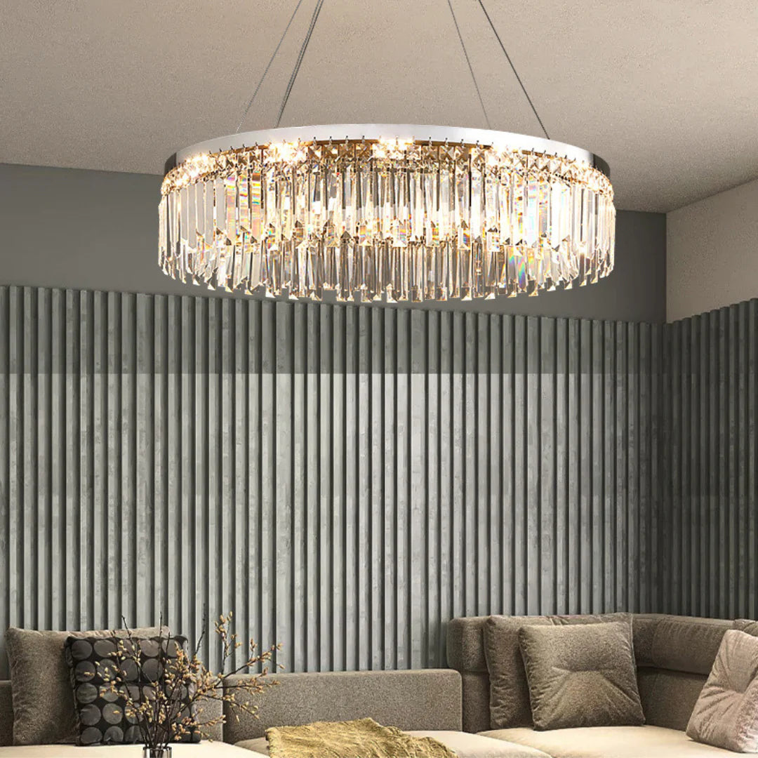 Modern Luxury Silver Round Crystal Chandelier - Nuvé