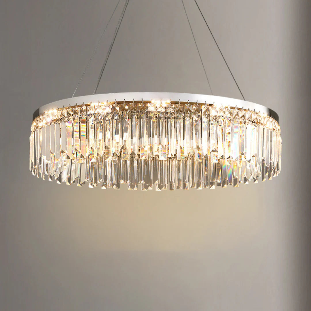Modern Luxury Silver Round Crystal Chandelier - Nuvé