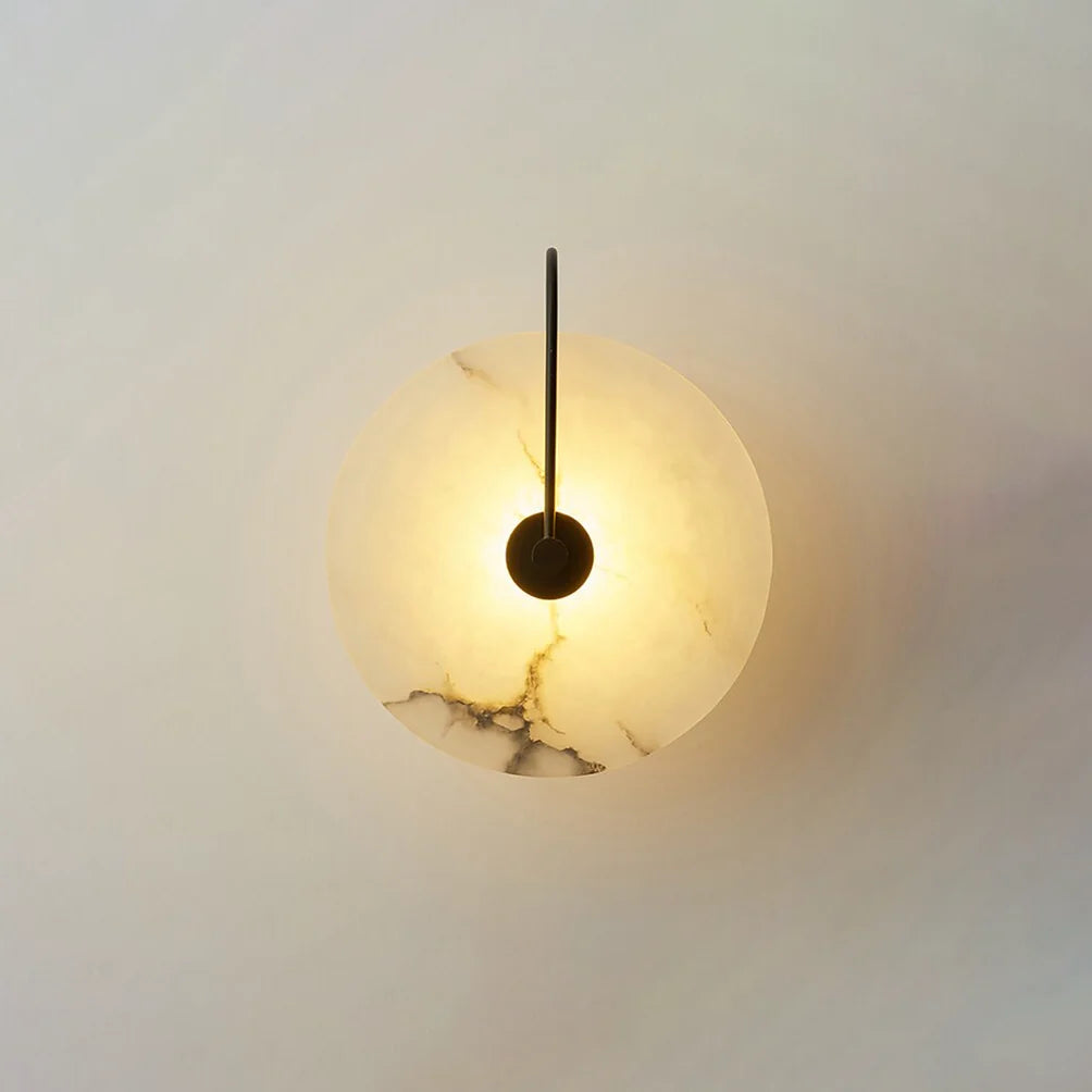 Modern Round White Alabaster Wall Sconce - Nuvé