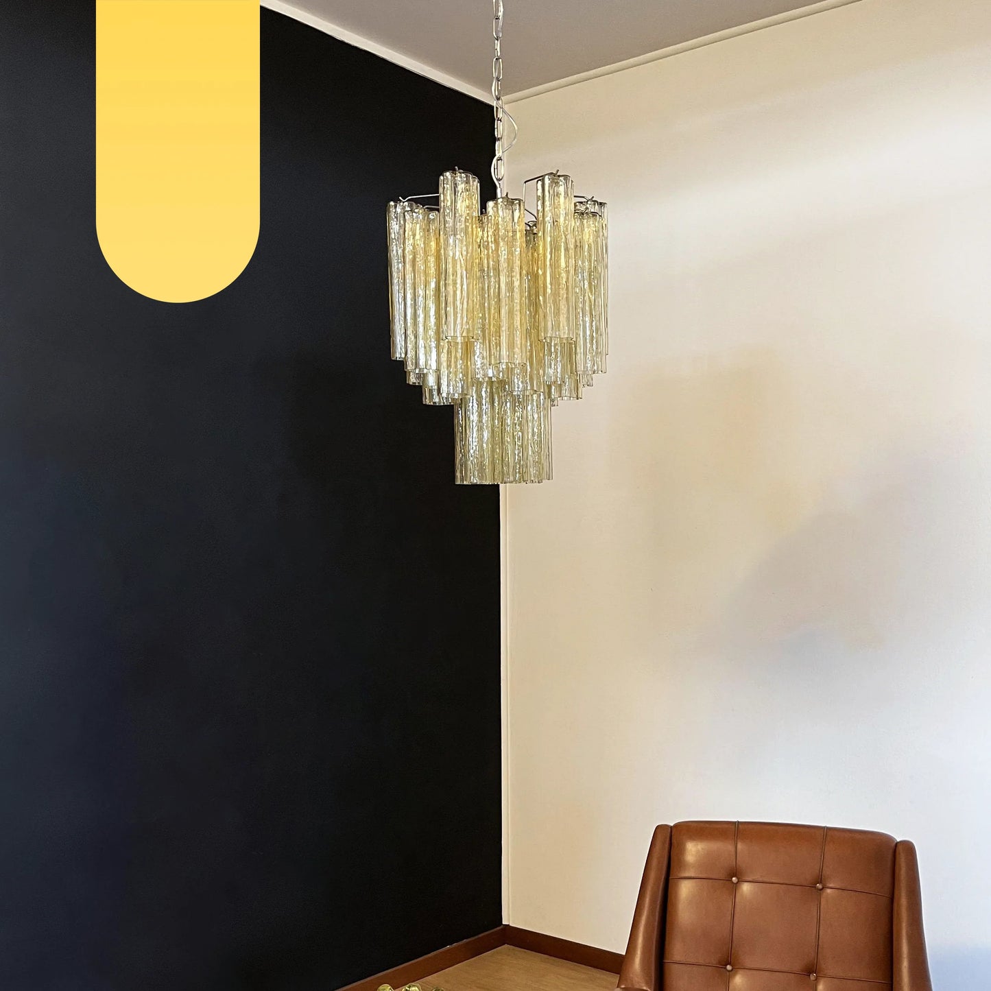 Fantastic Amber Murano Glass Tube Chandelier - Nuvé
