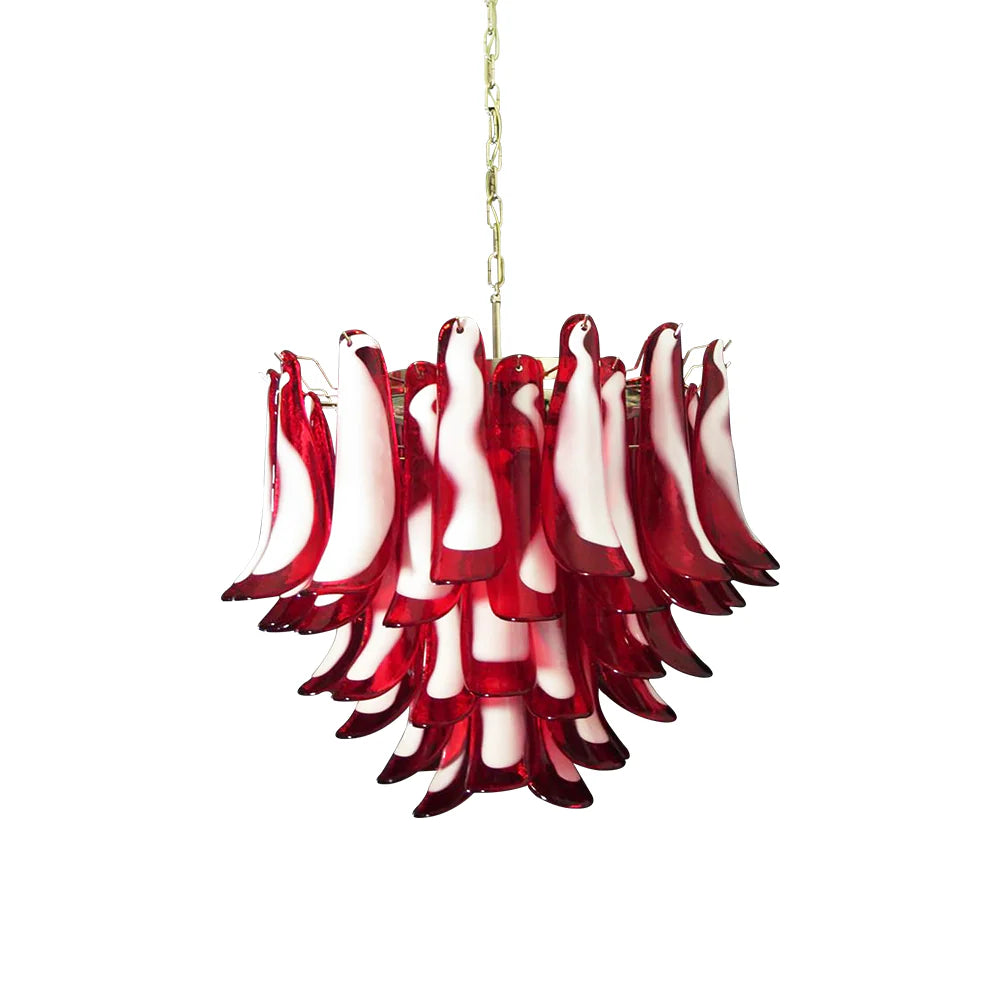 Vintage Red Glass Murano Petals Chandelier - Nuvé