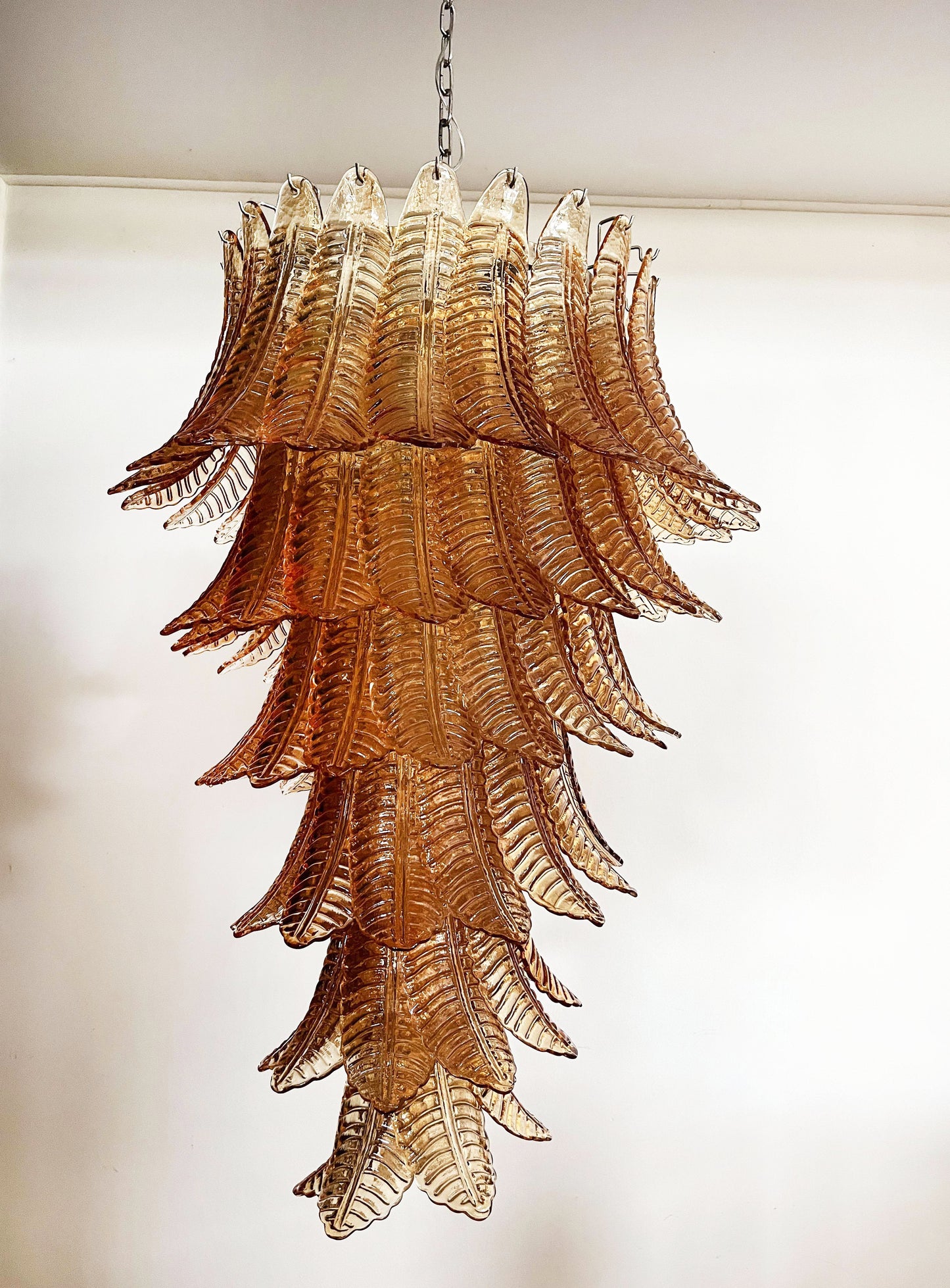 Murano Amber Felch Spiral Chandelier - Nuvé