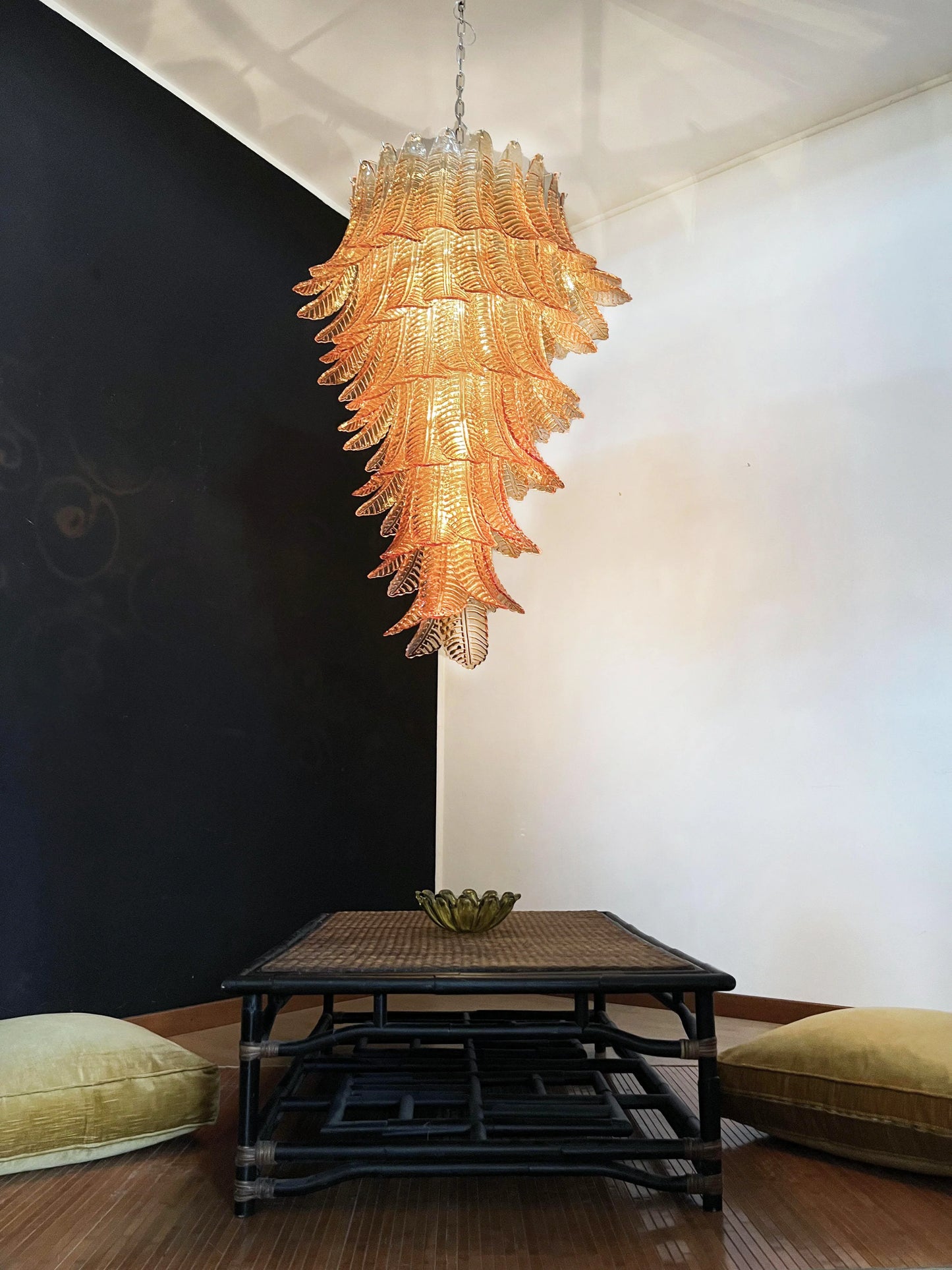 Murano Amber Felch Spiral Chandelier - Nuvé