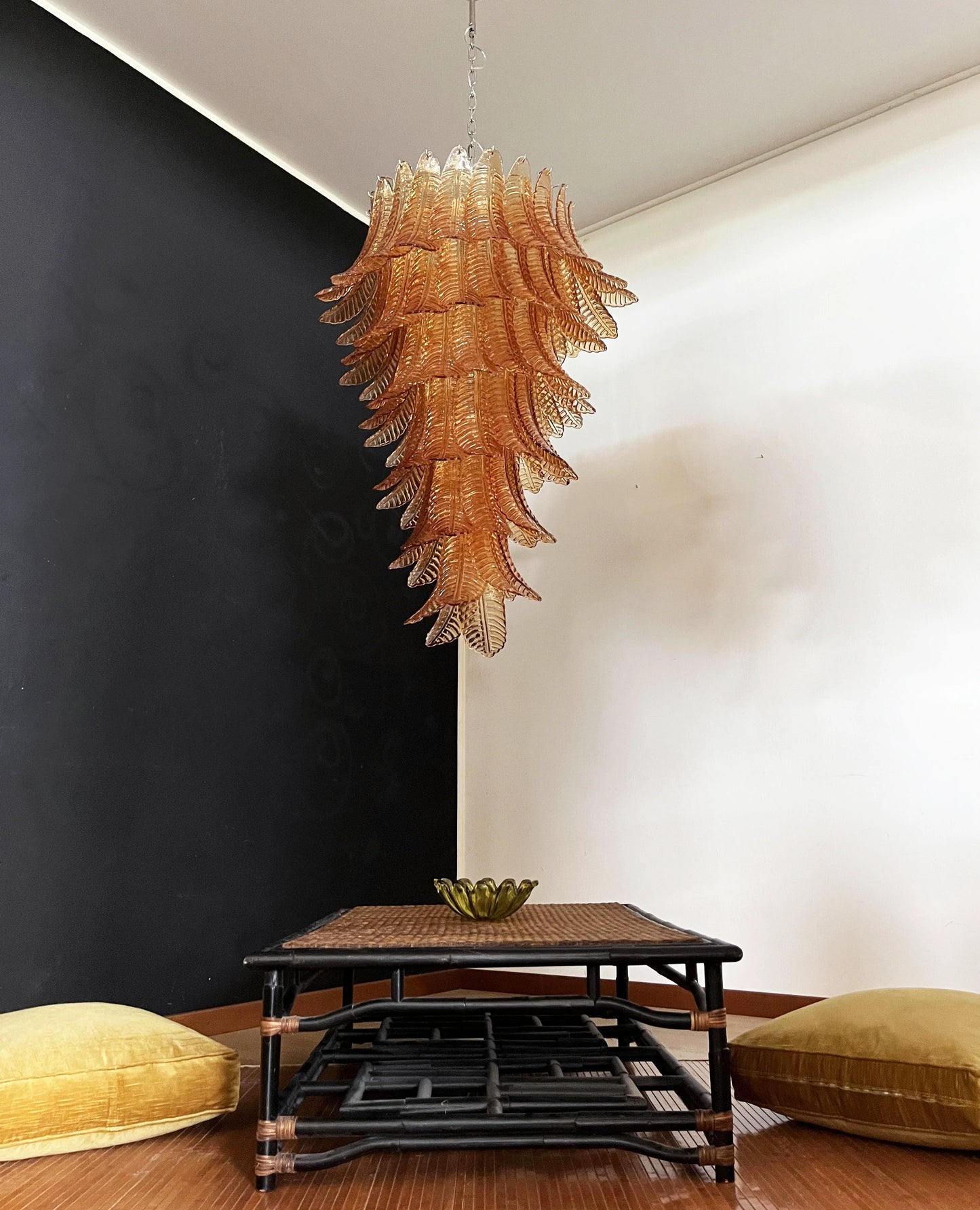 Murano Amber Felch Spiral Chandelier - Nuvé