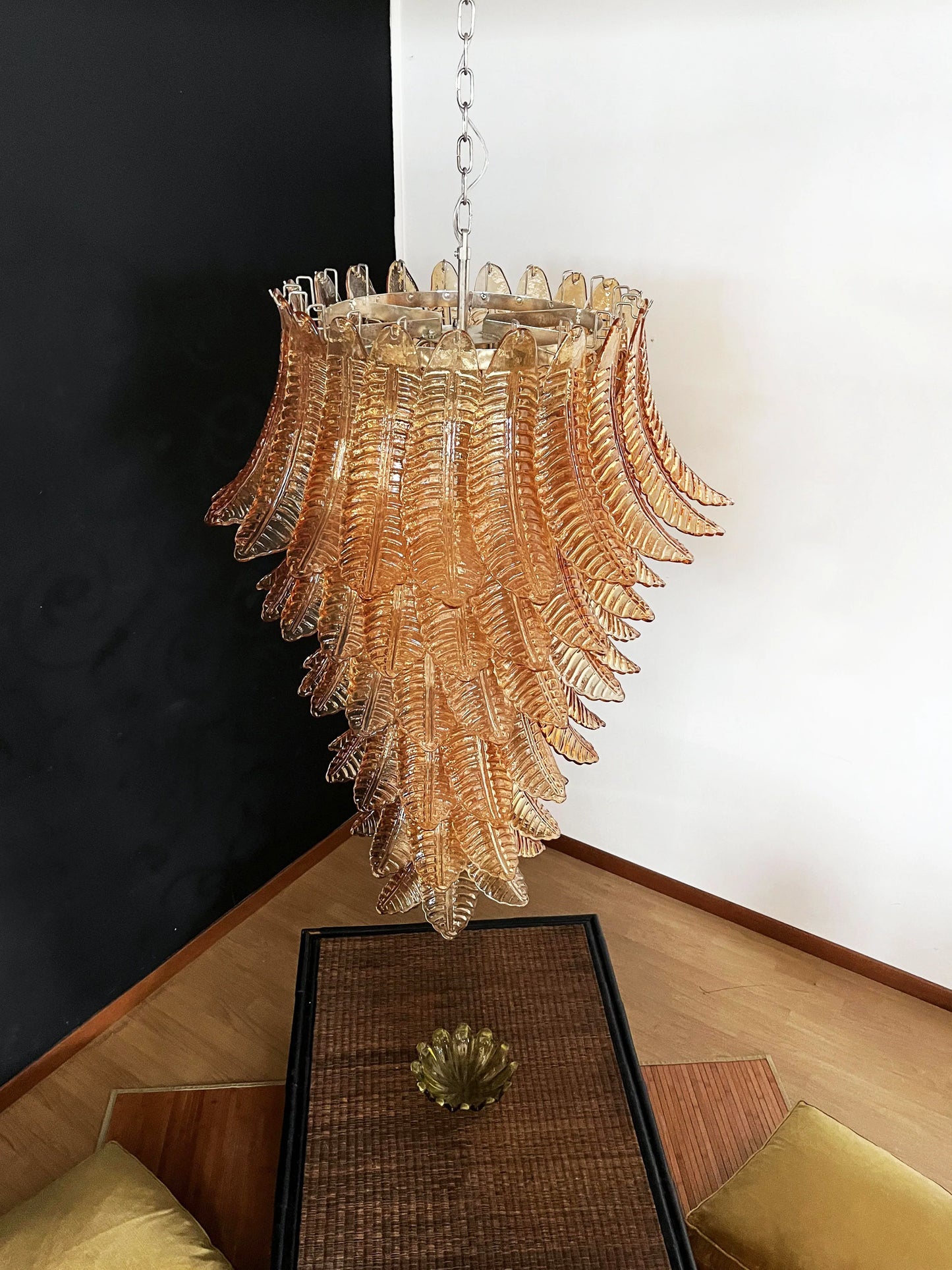 Murano Amber Felch Spiral Chandelier - Nuvé
