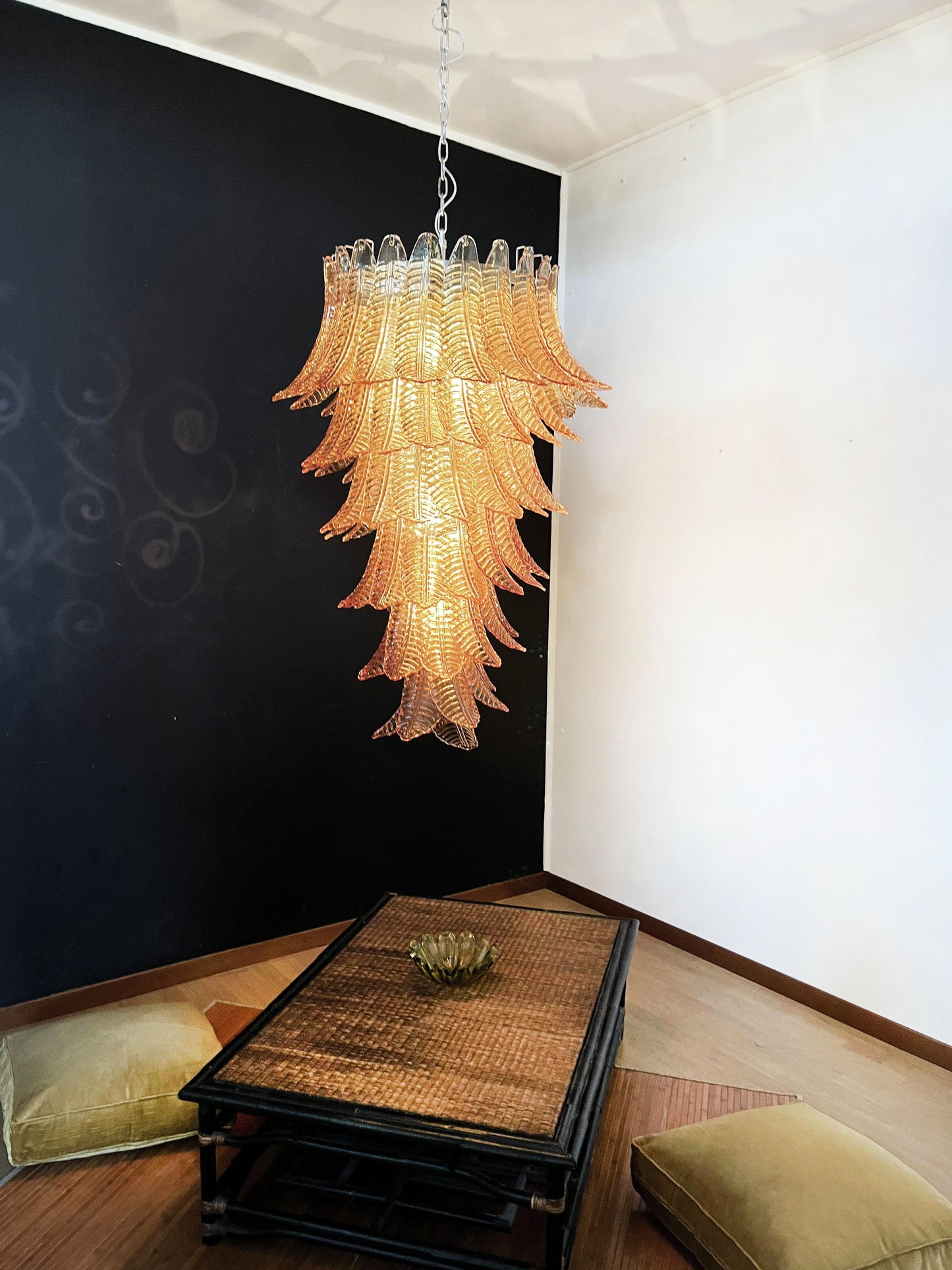 Murano Amber Felch Spiral Chandelier - Nuvé