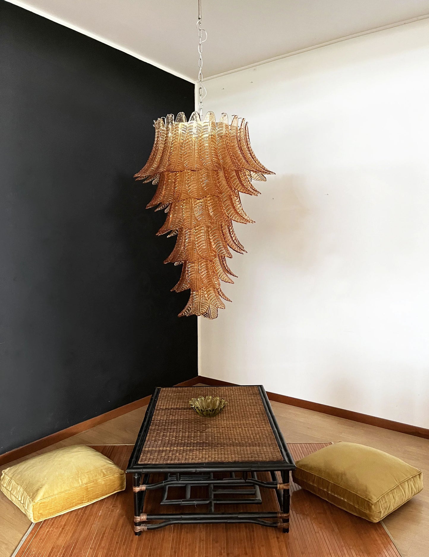 Murano Amber Felch Spiral Chandelier - Nuvé