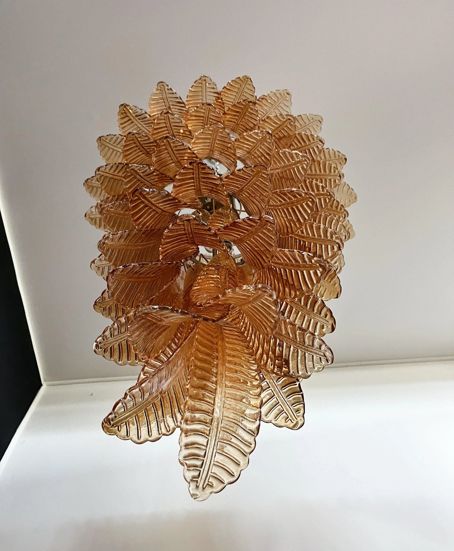 Murano Amber Felch Spiral Chandelier - Nuvé