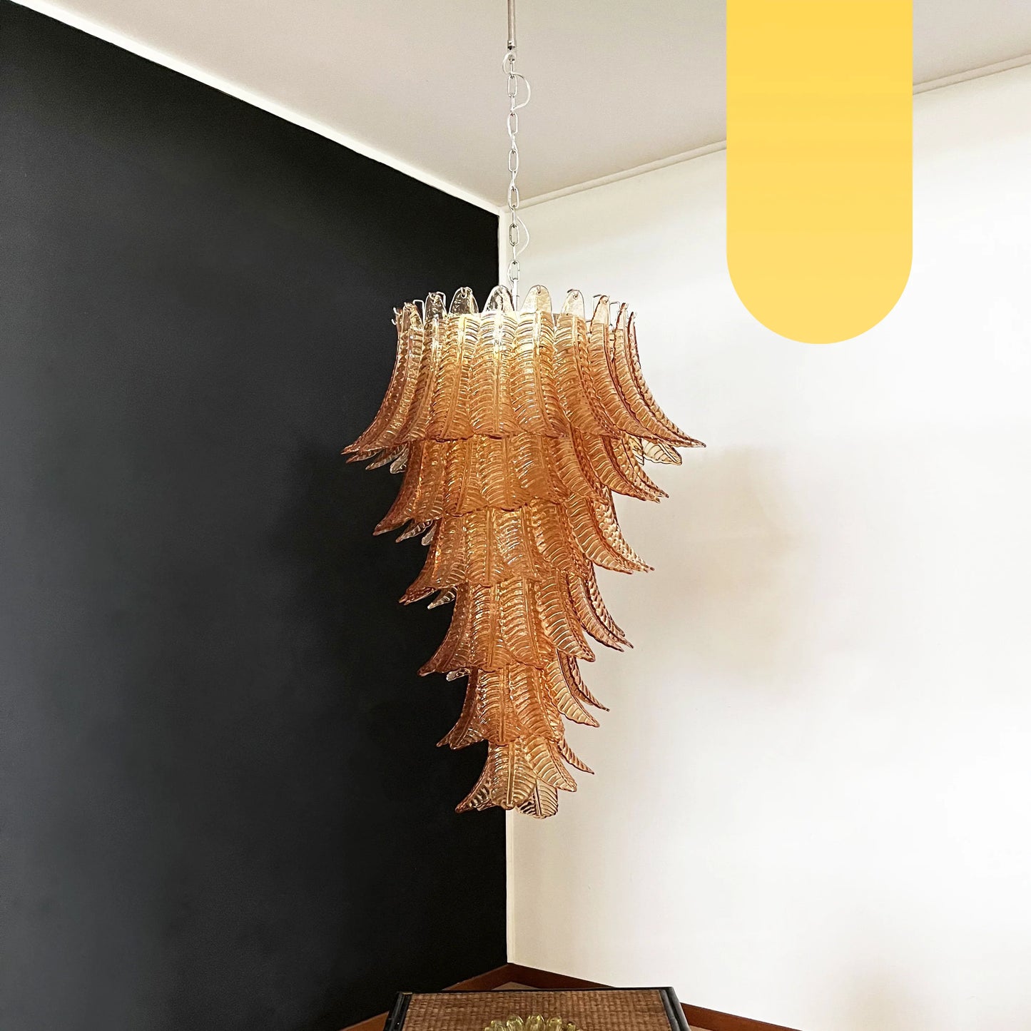 Murano Amber Felch Spiral Chandelier - Nuvé
