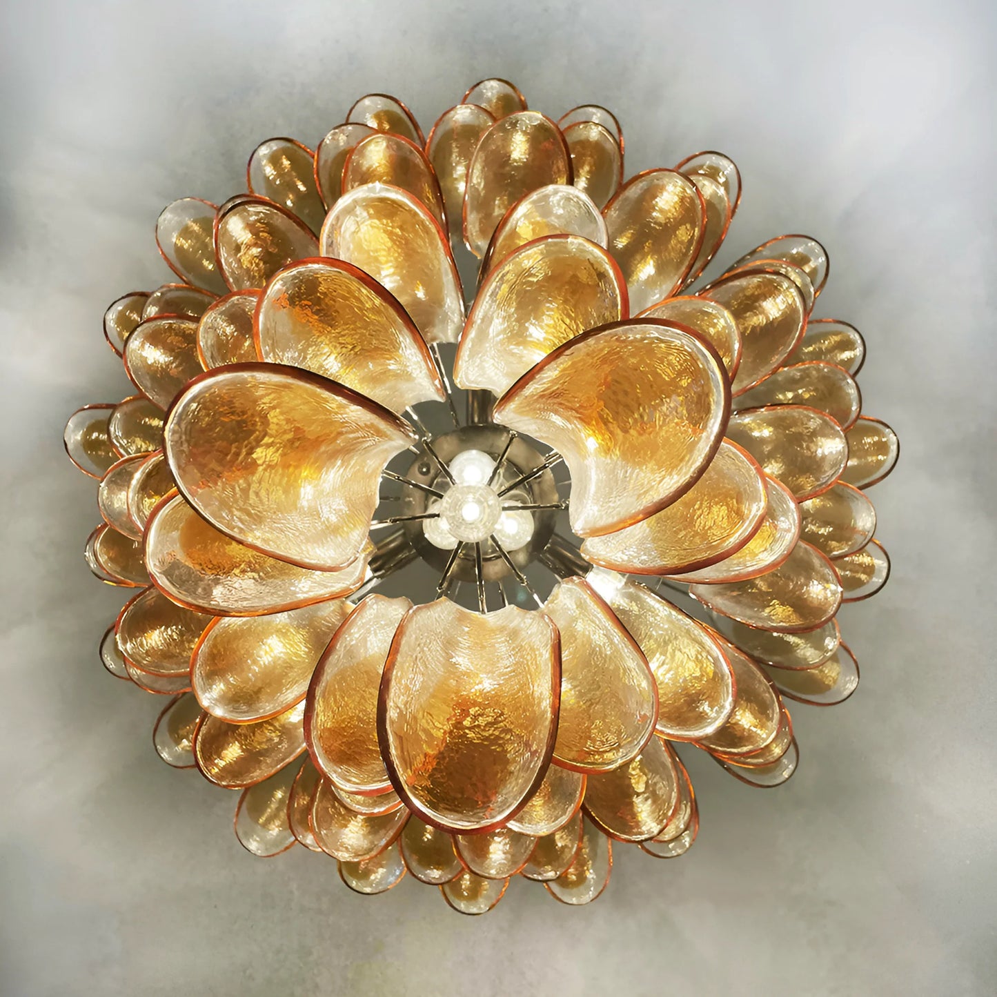 Murano Amber Glass Petals Chandelier - Nuvé
