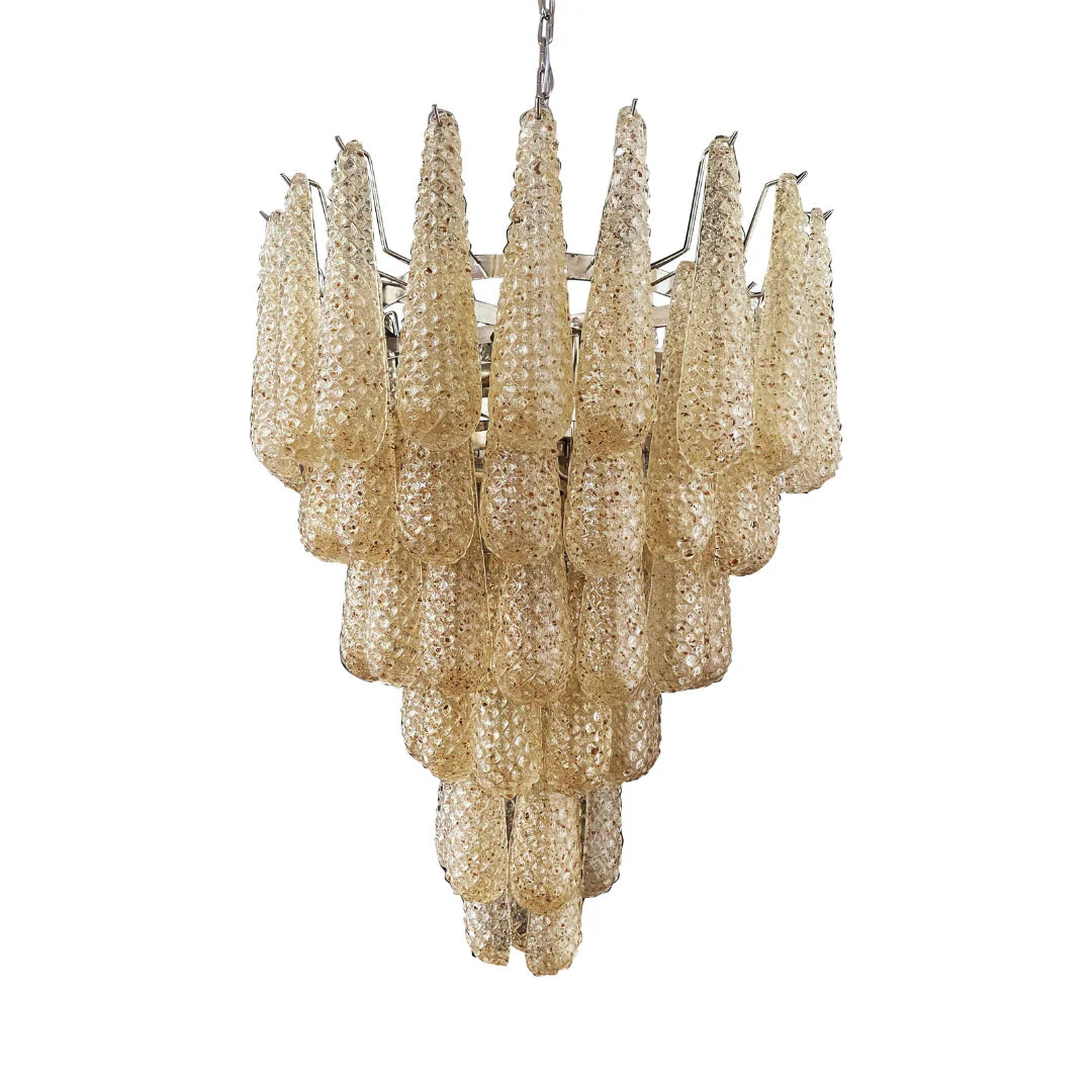 Vintage Amber Murano Glass Petals Drop Chandelier - Nuvé