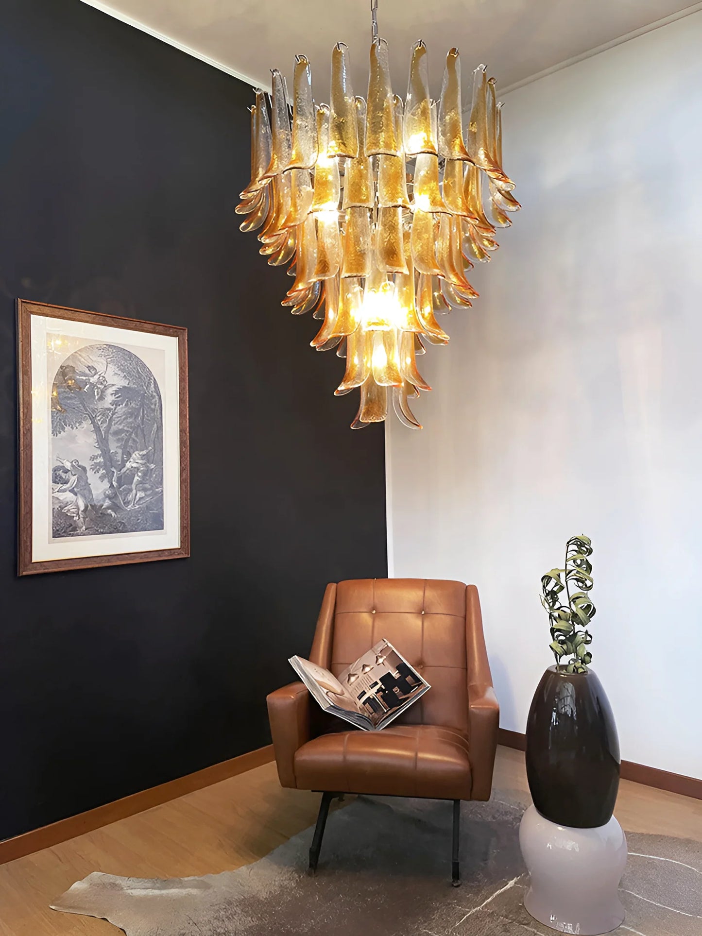 Murano Amber Glass Petals Chandelier - Nuvé