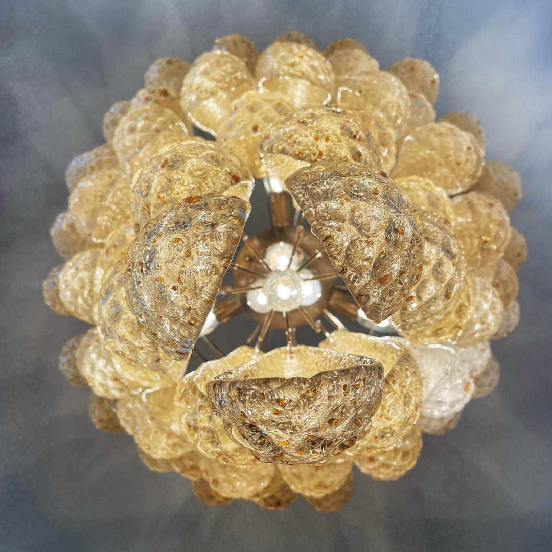 Vintage Amber Murano Glass Petals Drop Chandelier - Nuvé