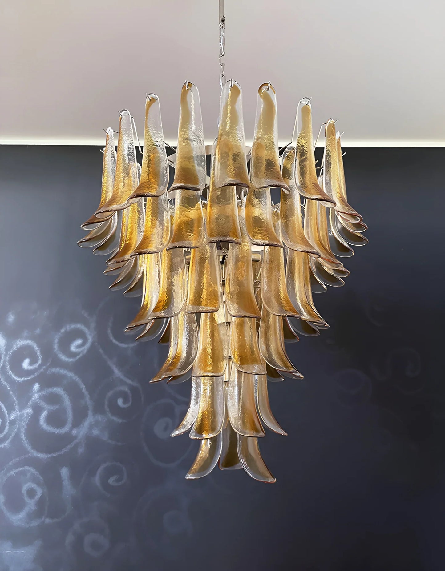 Murano Amber Glass Petals Chandelier - Nuvé