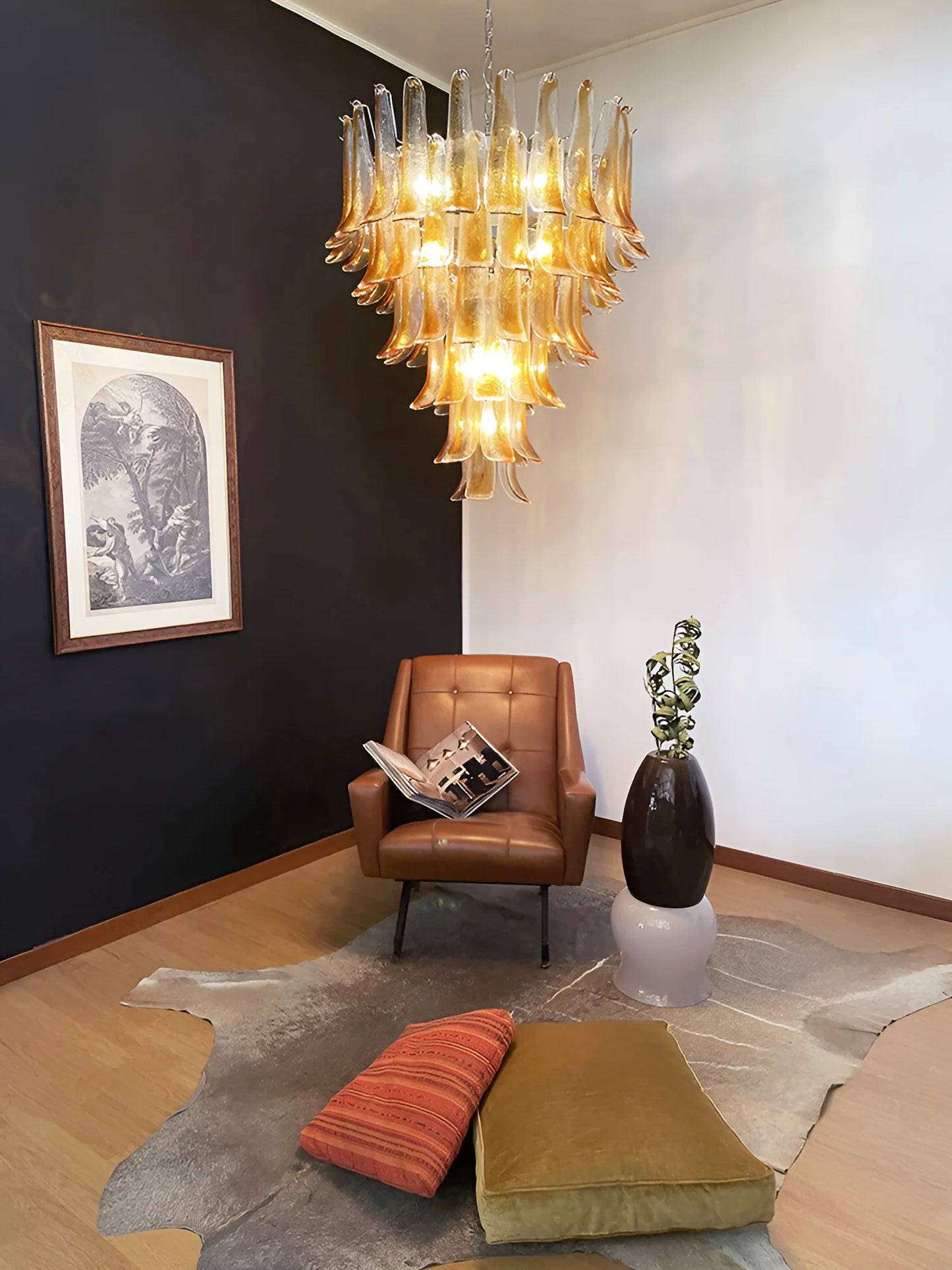 Murano Amber Glass Petals Chandelier - Nuvé
