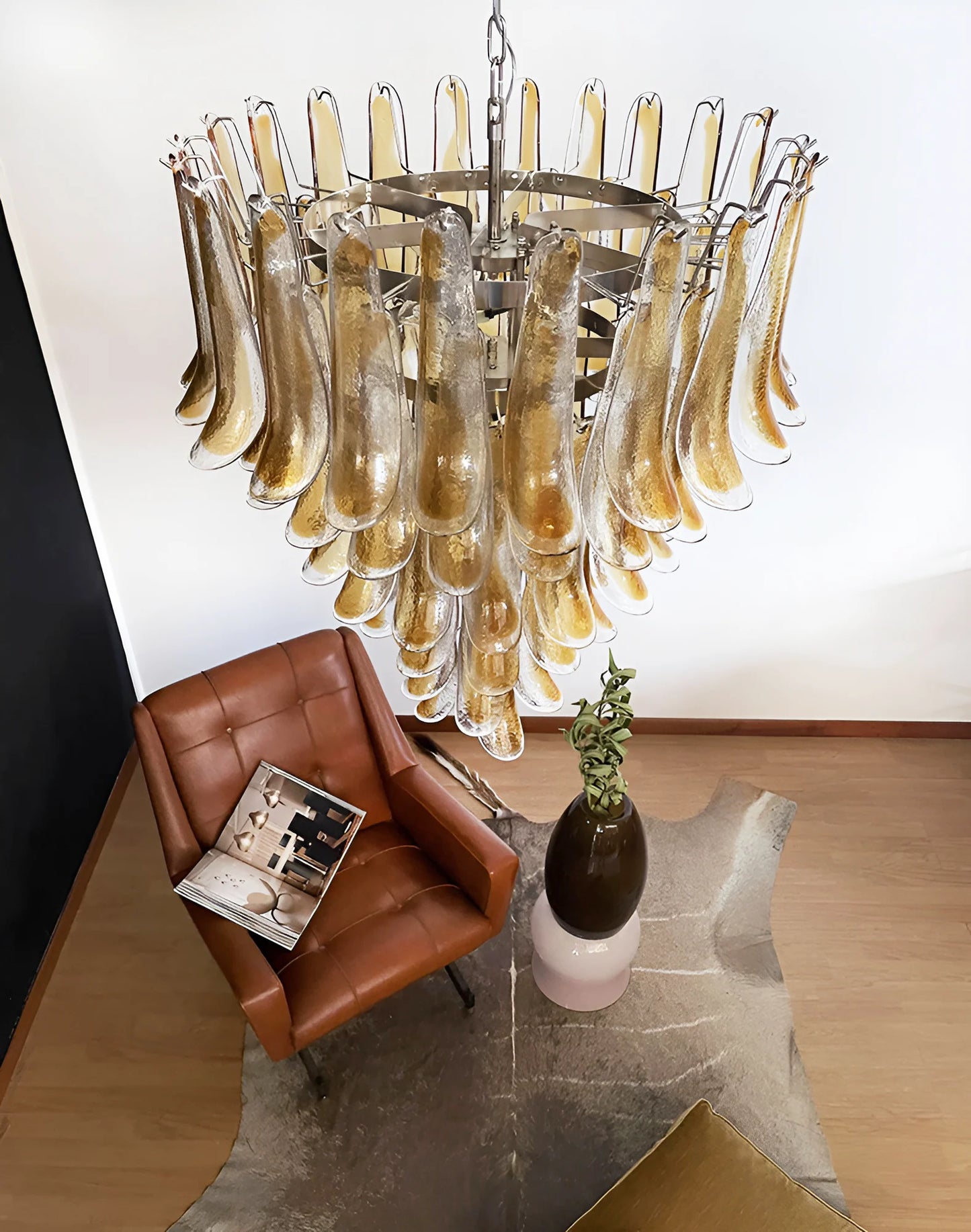 Murano Amber Glass Petals Chandelier - Nuvé