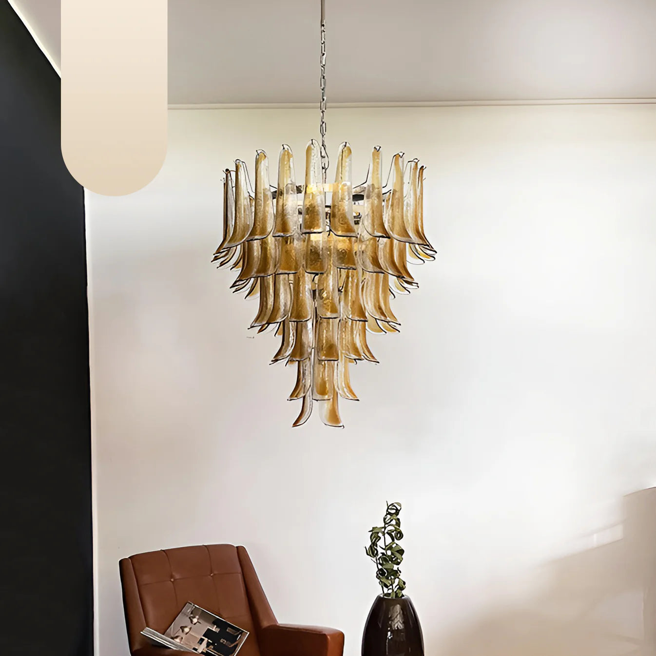 Murano Amber Glass Petals Chandelier - Nuvé