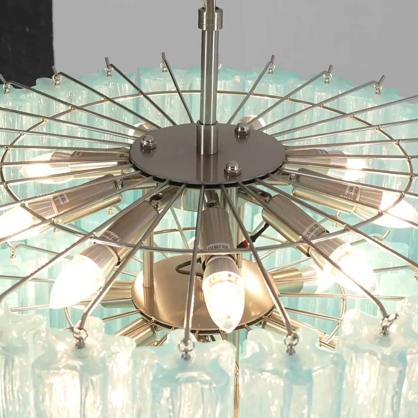 Murano Blue Glass Tubes Chandelier - Nuvé