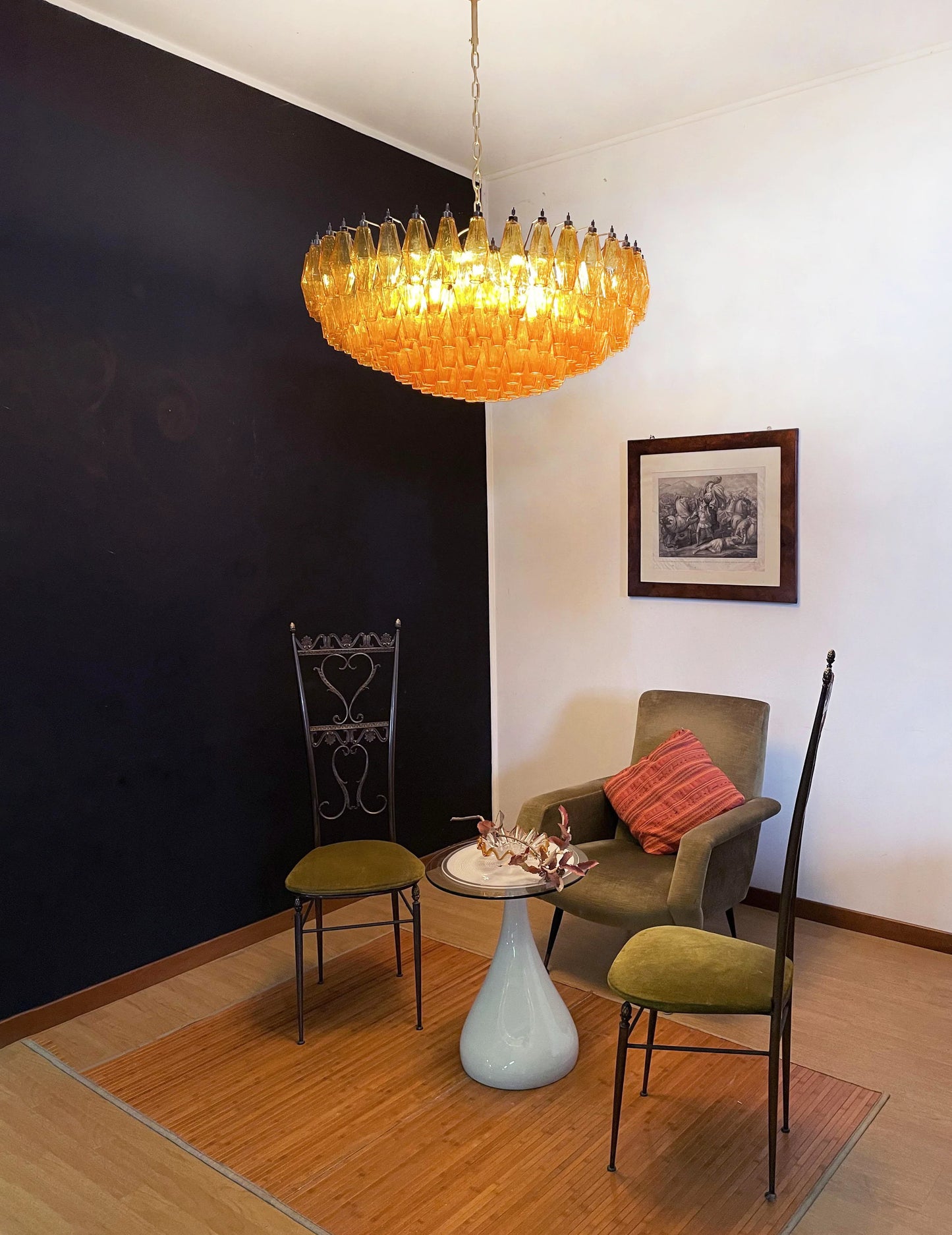Murano Faceted Amber Glass Chandelier - Nuvé