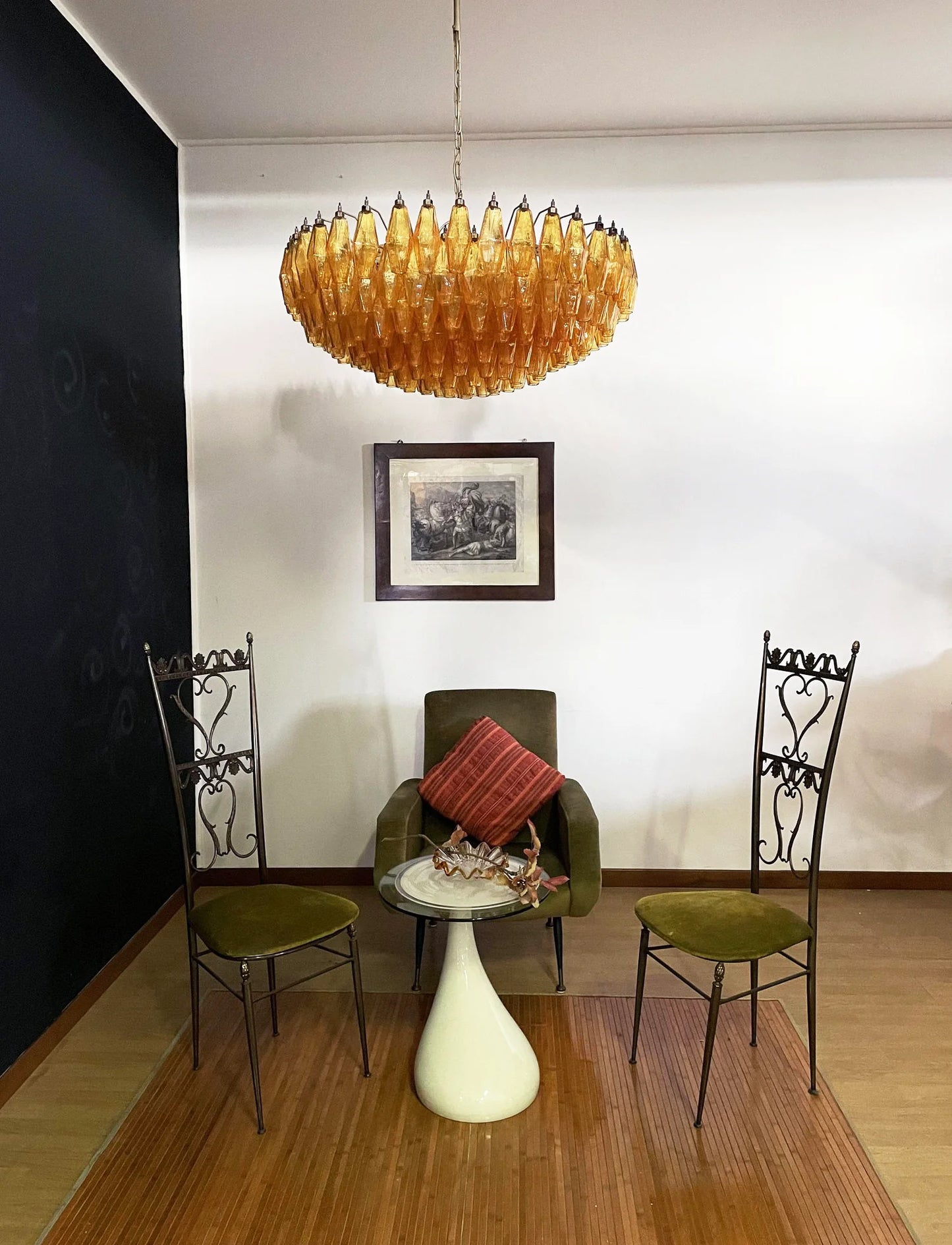 Murano Faceted Amber Glass Chandelier - Nuvé