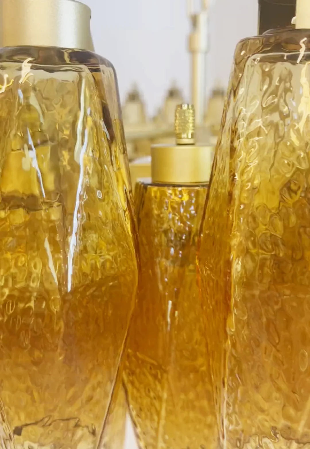 Murano Faceted Amber Glass Chandelier - Nuvé