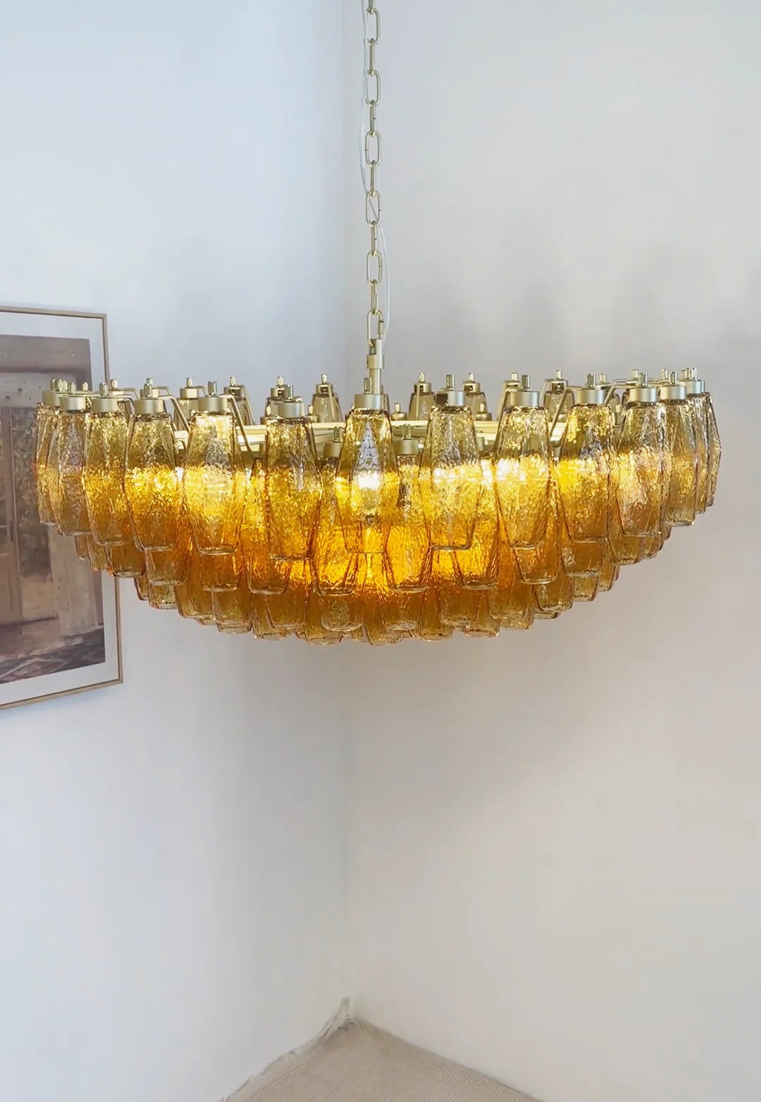 Murano Faceted Amber Glass Chandelier - Nuvé