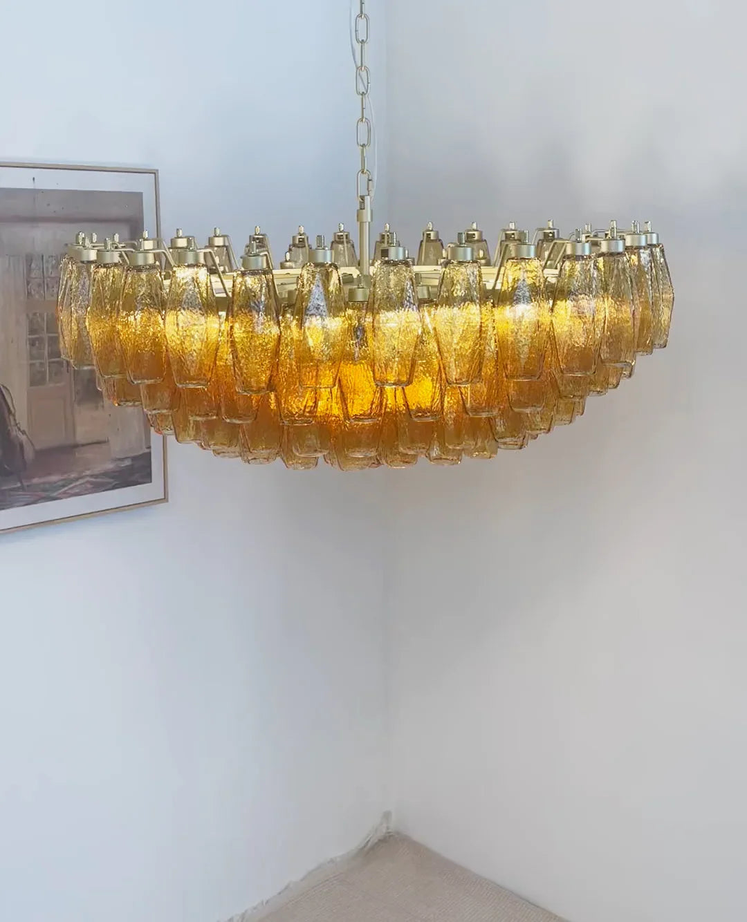 Murano Faceted Amber Glass Chandelier - Nuvé