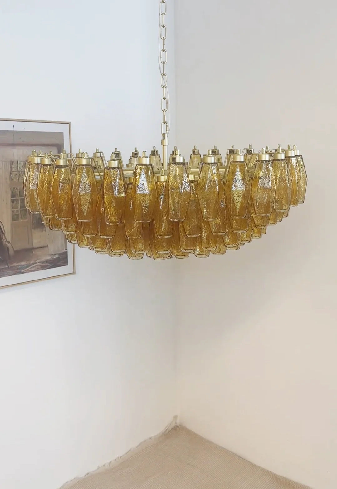 Murano Faceted Amber Glass Chandelier - Nuvé