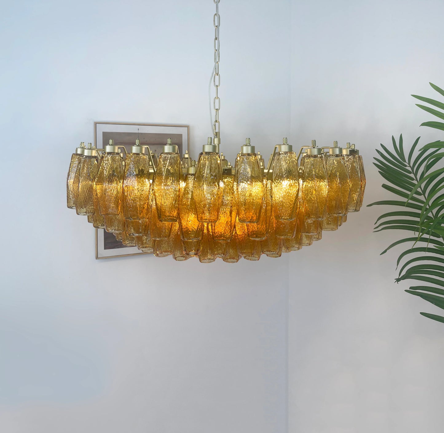 Murano Faceted Amber Glass Chandelier - Nuvé