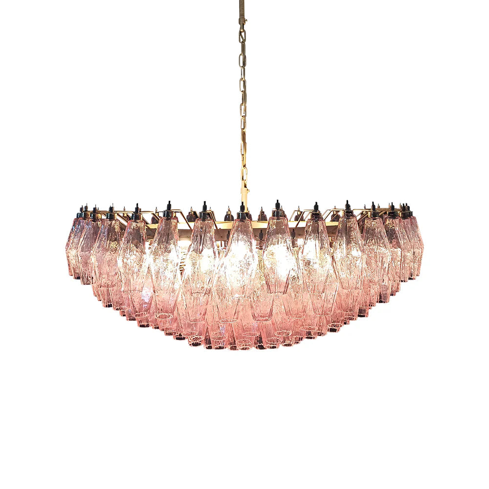 Pink Murano Rhombus Faceted Glass Chandelier - Nuvé