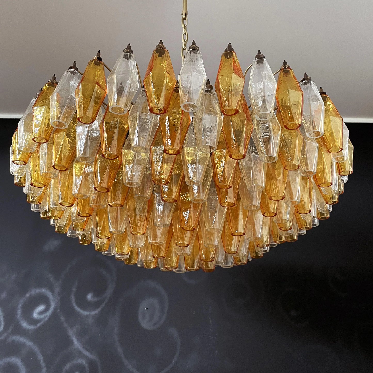 Murano Faceted Transparent Amber Glass Chandelier - Nuvé