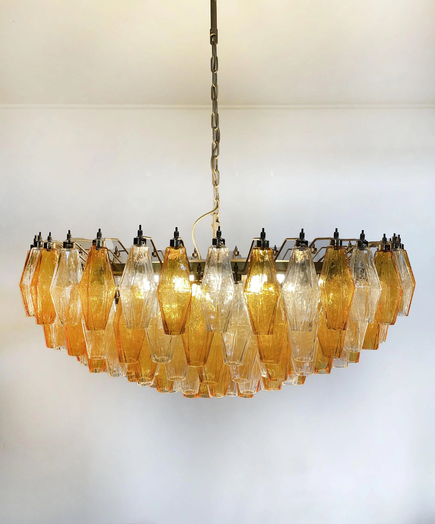 Murano Faceted Transparent Amber Glass Chandelier - Nuvé