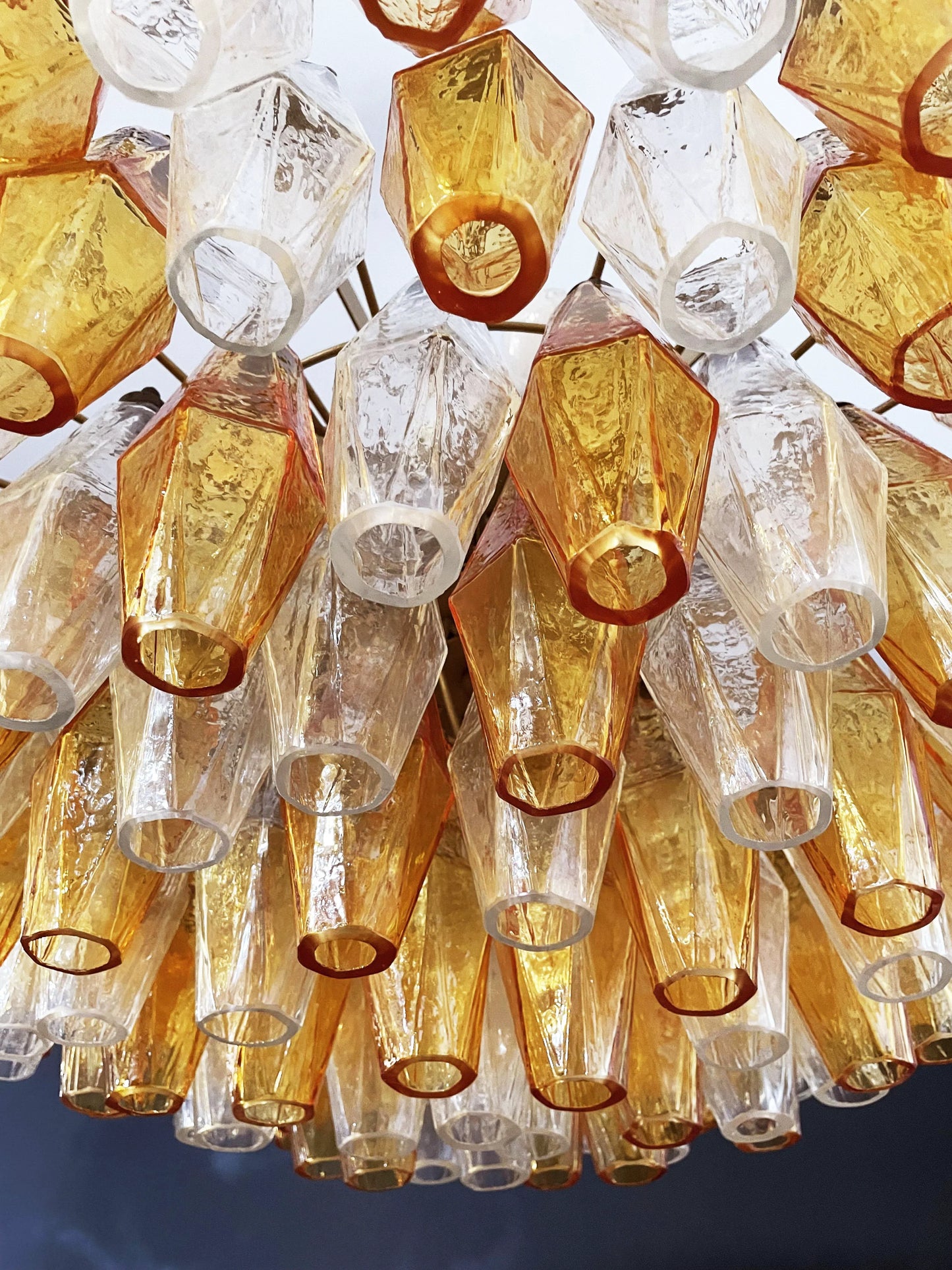 Murano Faceted Transparent Amber Glass Chandelier - Nuvé